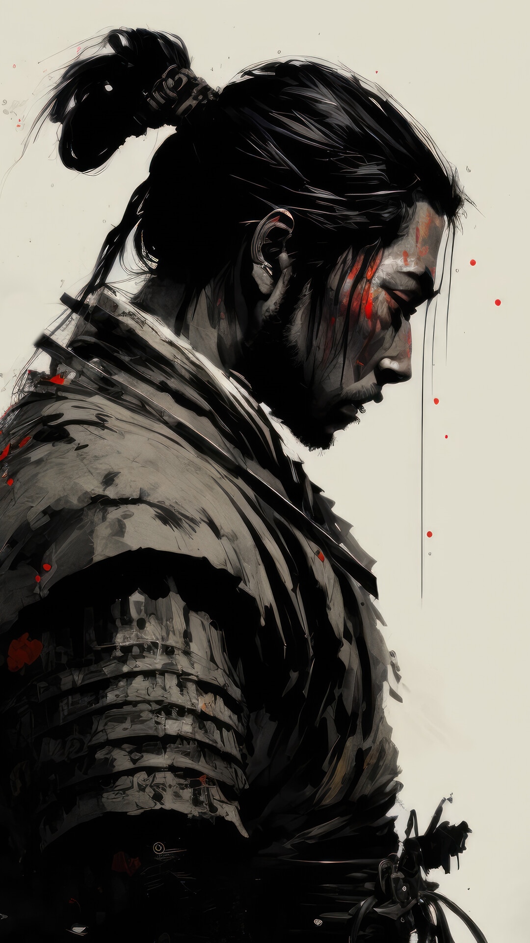 Samurai warrior with blood splatters HD Phone Wallpaper