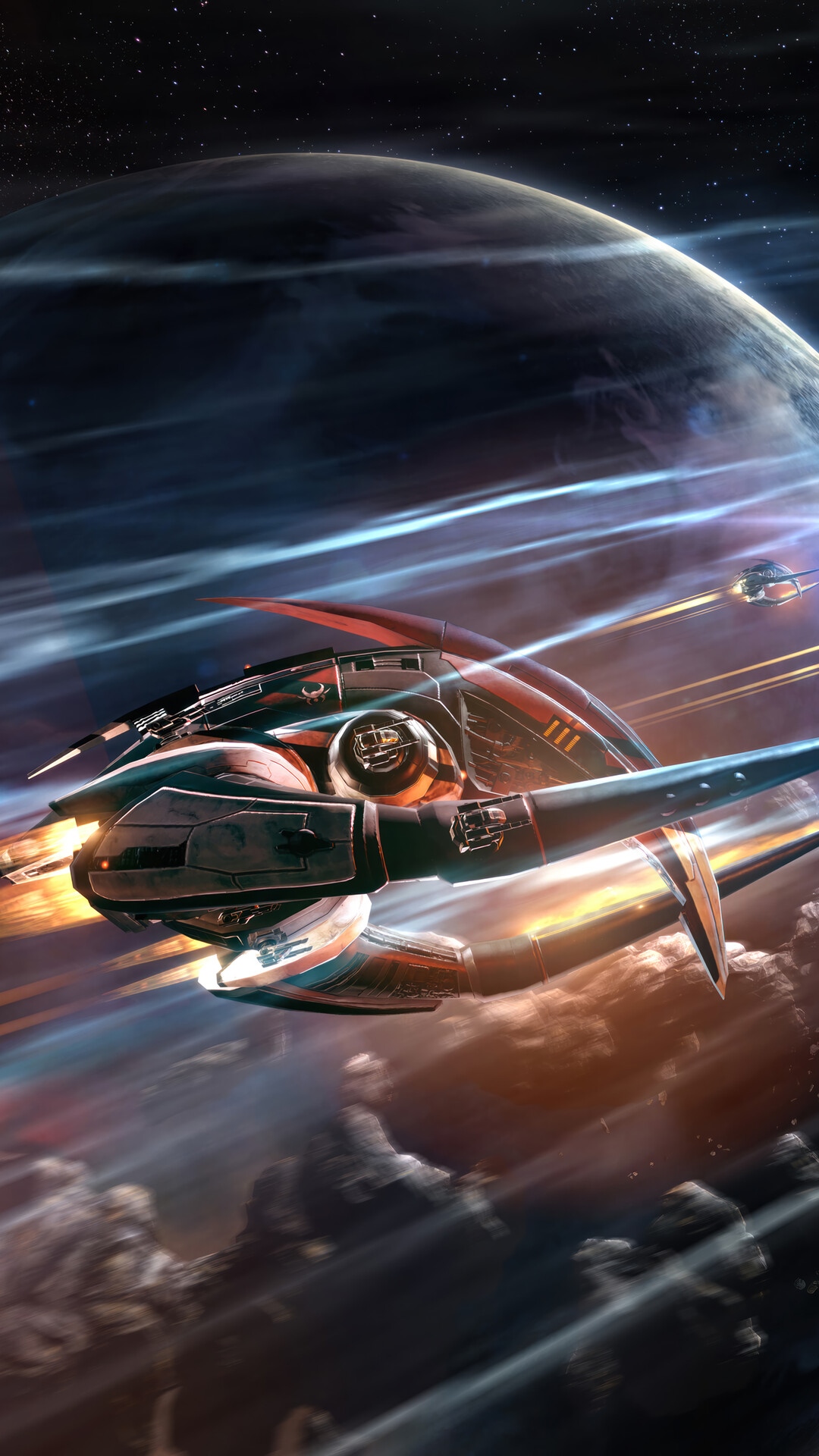 EVE Online Spaceship in Nebula HD Phone Wallpaper