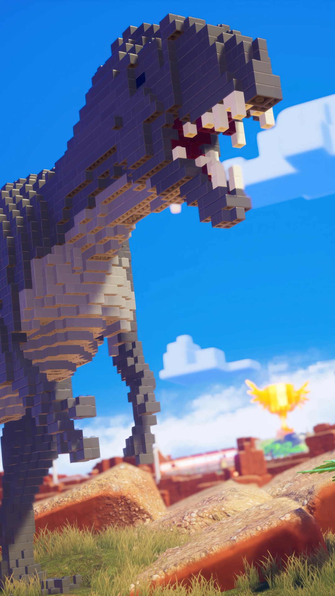 LEGO 2K Drive Dinosaur and Trophy HD Phone Wallpaper