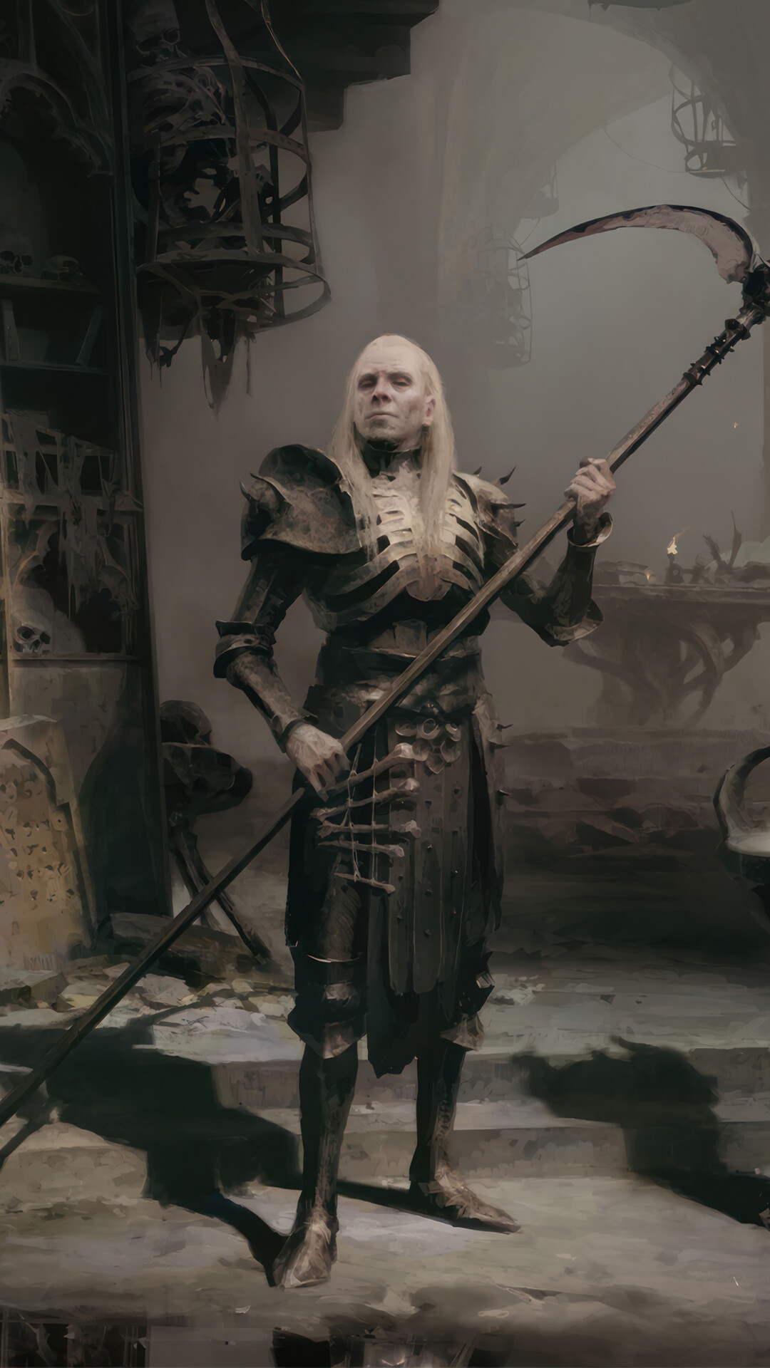 Diablo IV Necromancer with Scythe HD Phone Wallpaper