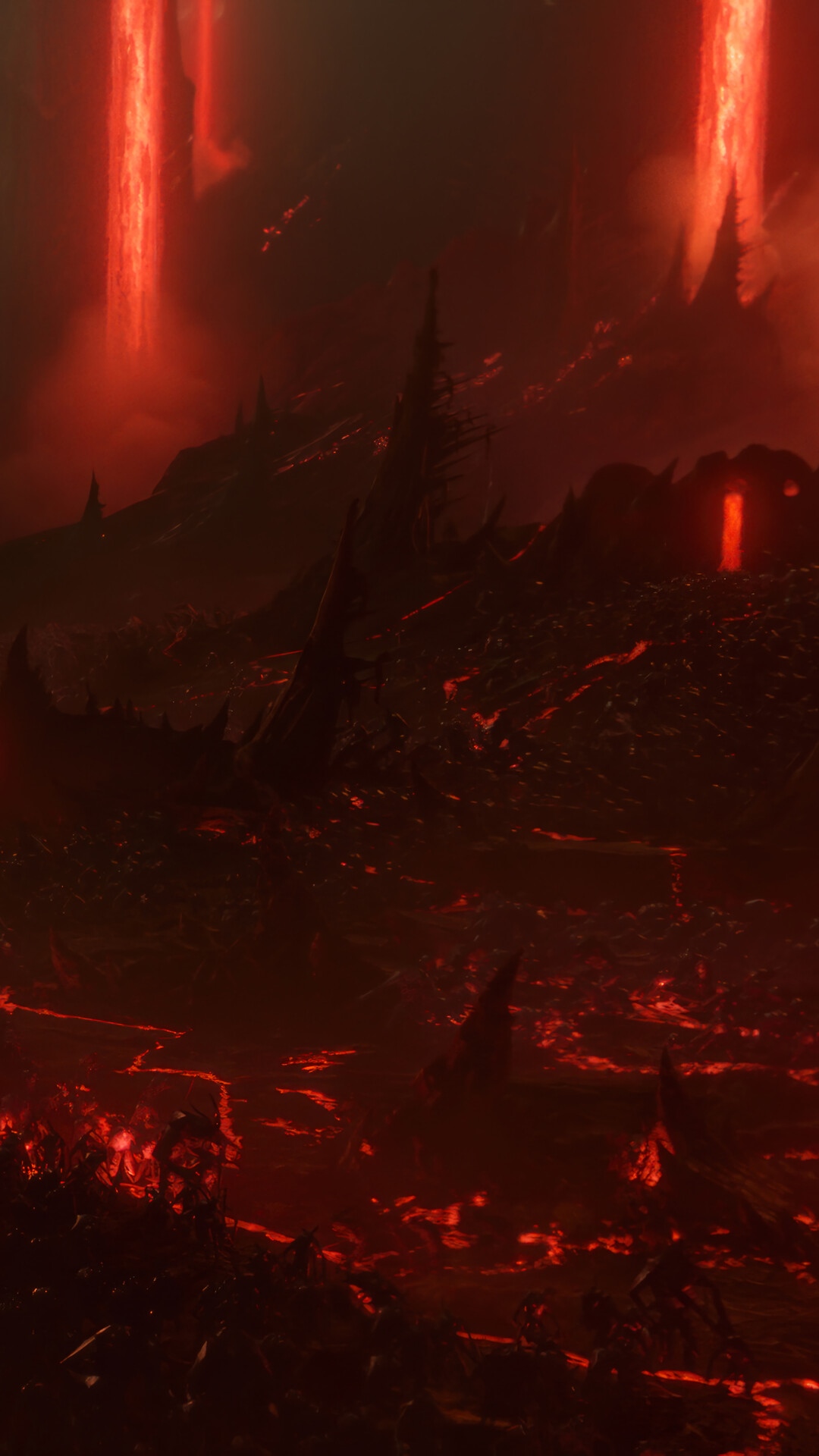 Diablo IV Hellscape with Lava Falls HD Phone Wallpaper