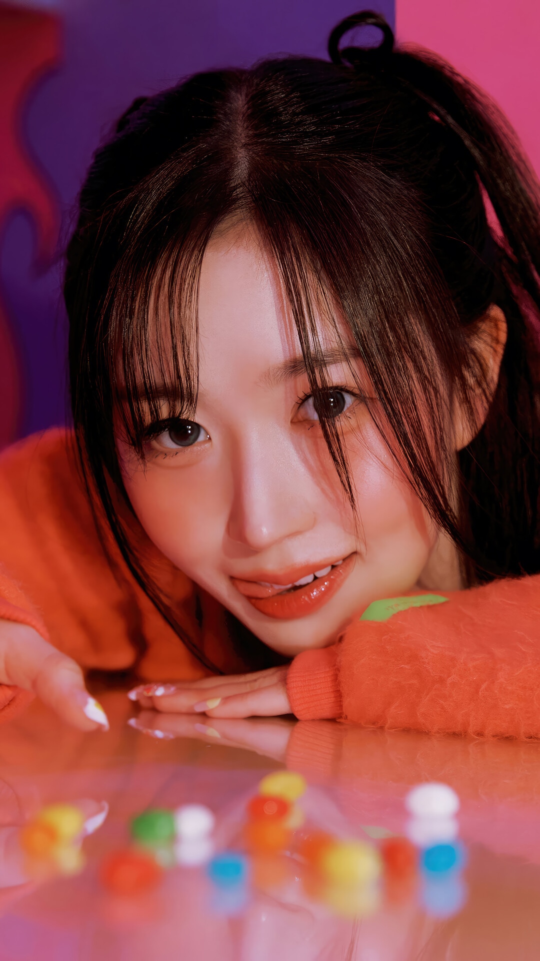 NMIXX Haewon with colorful candies HD Phone Wallpaper