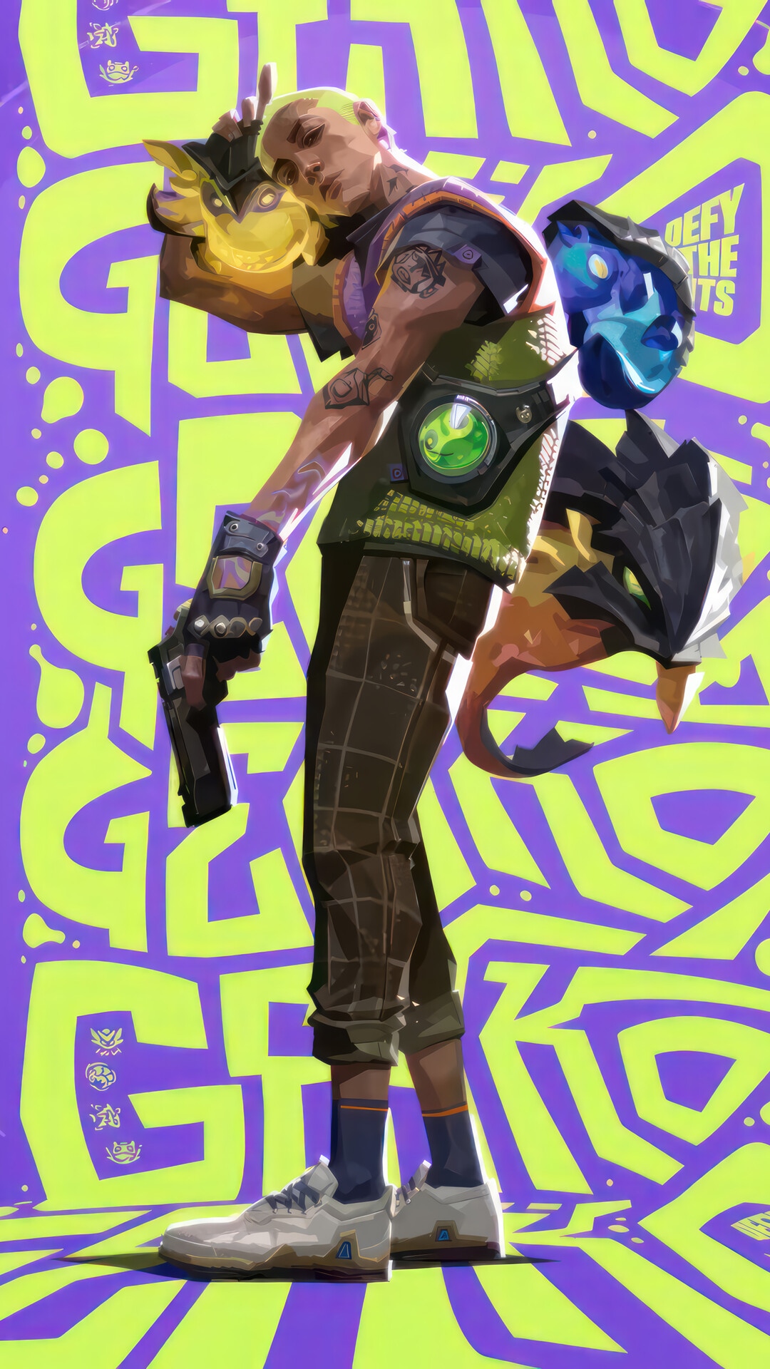 Gekko from Valorant with his creature companions HD Phone Wallpaper