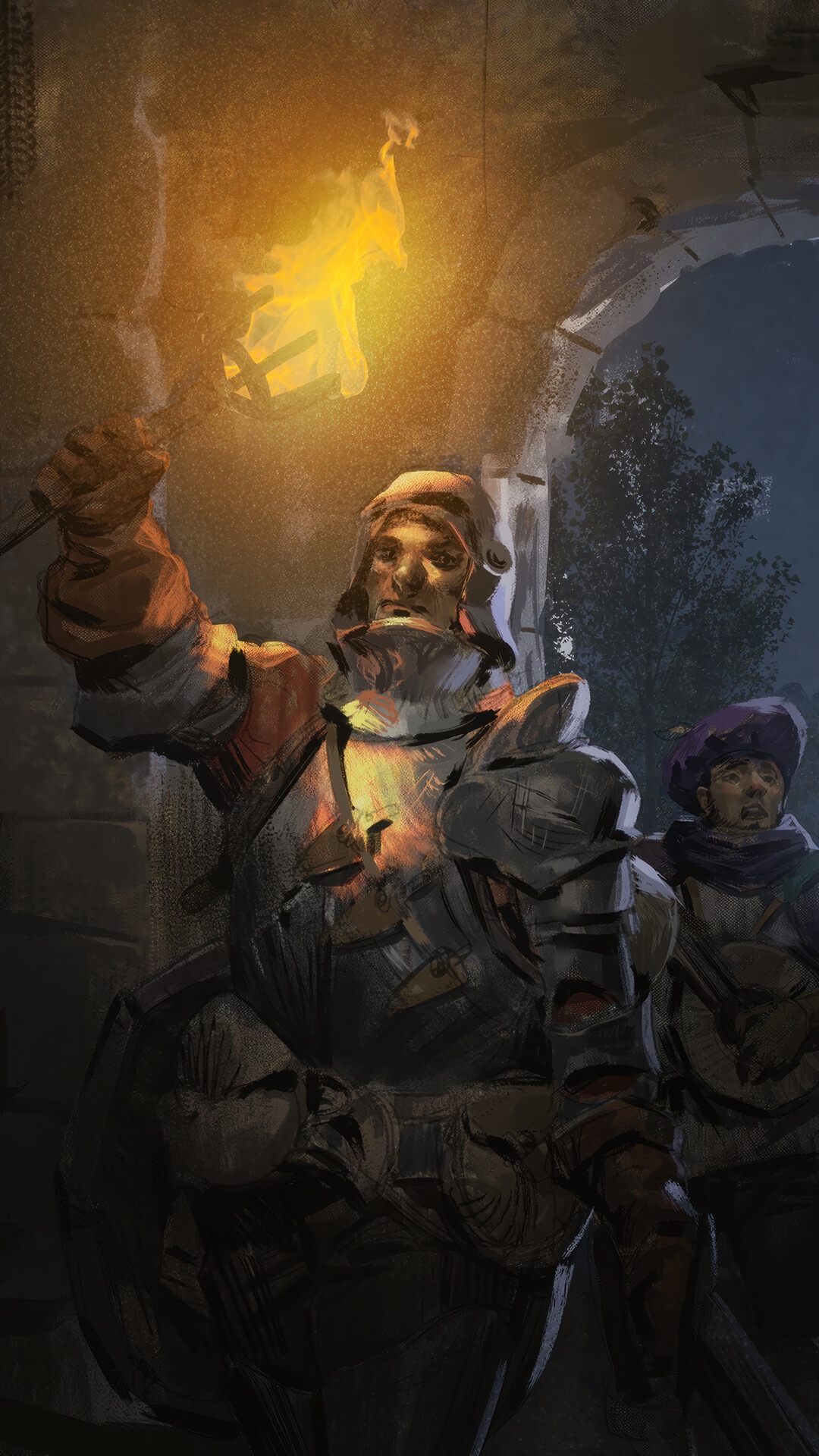Dark and Darker Dungeon Entrance with Torch HD Phone Wallpaper