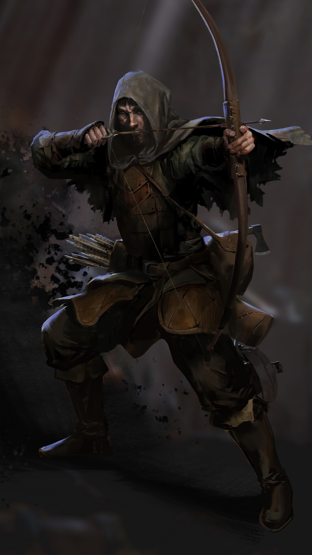 Dark and Darker Ranger aiming a bow HD Phone Wallpaper