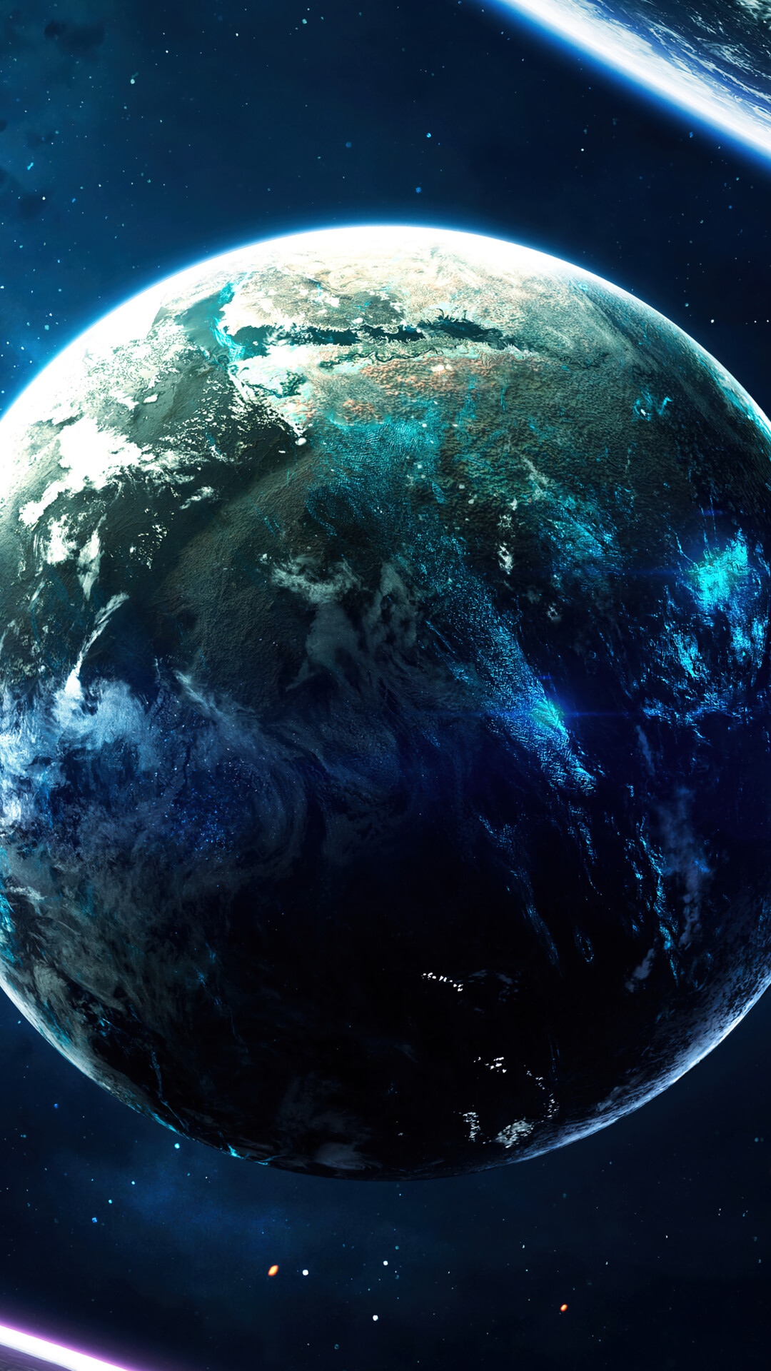 Planet in deep space with stars HD Phone Wallpaper