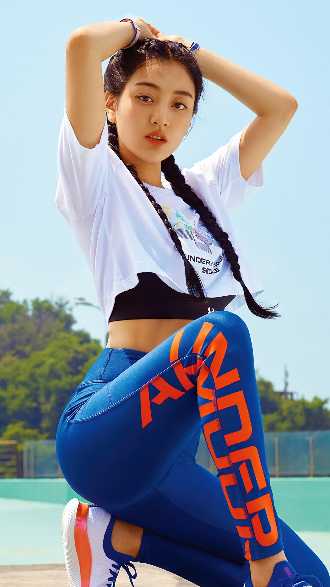 Jihyo of TWICE in Under Armour photoshoot HD Phone Wallpaper