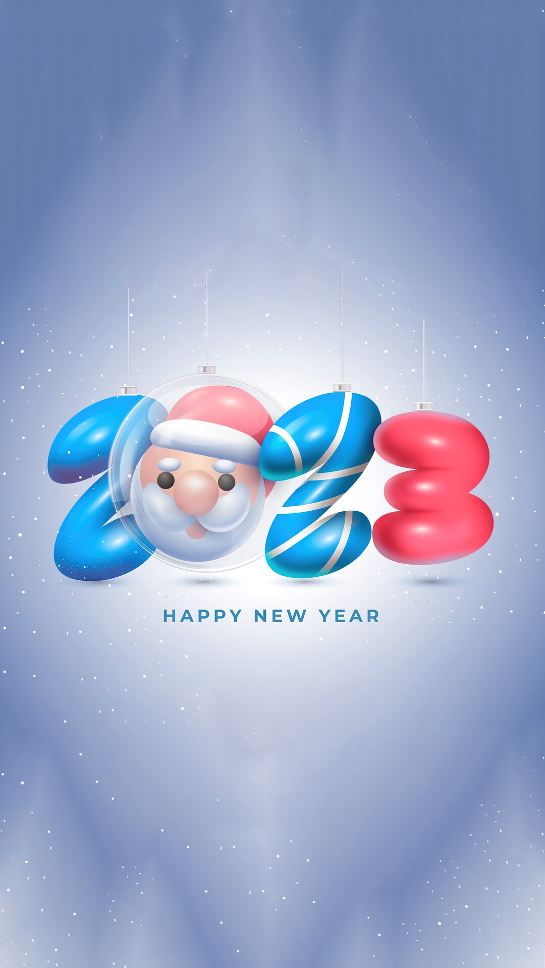 Happy New Year 2023 with Santa Claus Ornament HD Phone Wallpaper