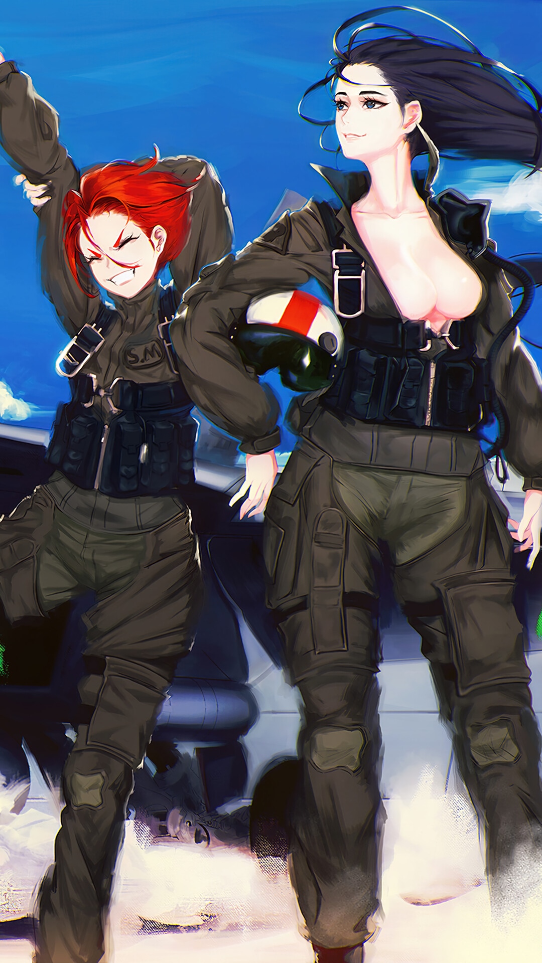 Anime Fighter Pilots with F-18 Hornet HD Phone Wallpaper