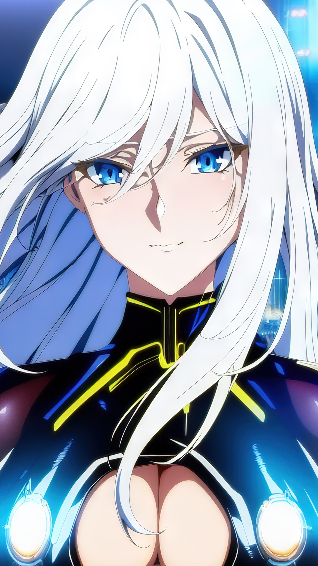 Anime Girl with White Hair and Blue Eyes HD Phone Wallpaper