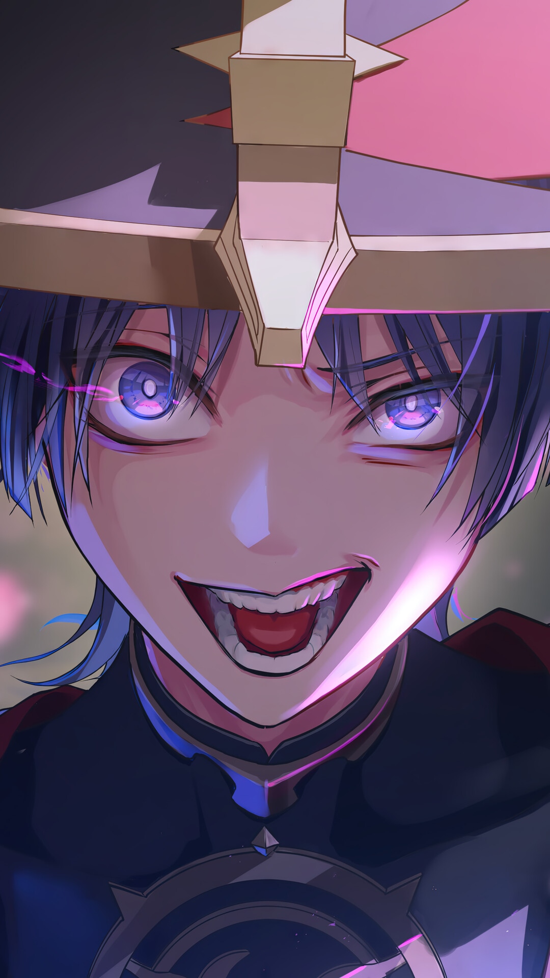 Scaramouche from Genshin Impact with a menacing grin HD Phone Wallpaper