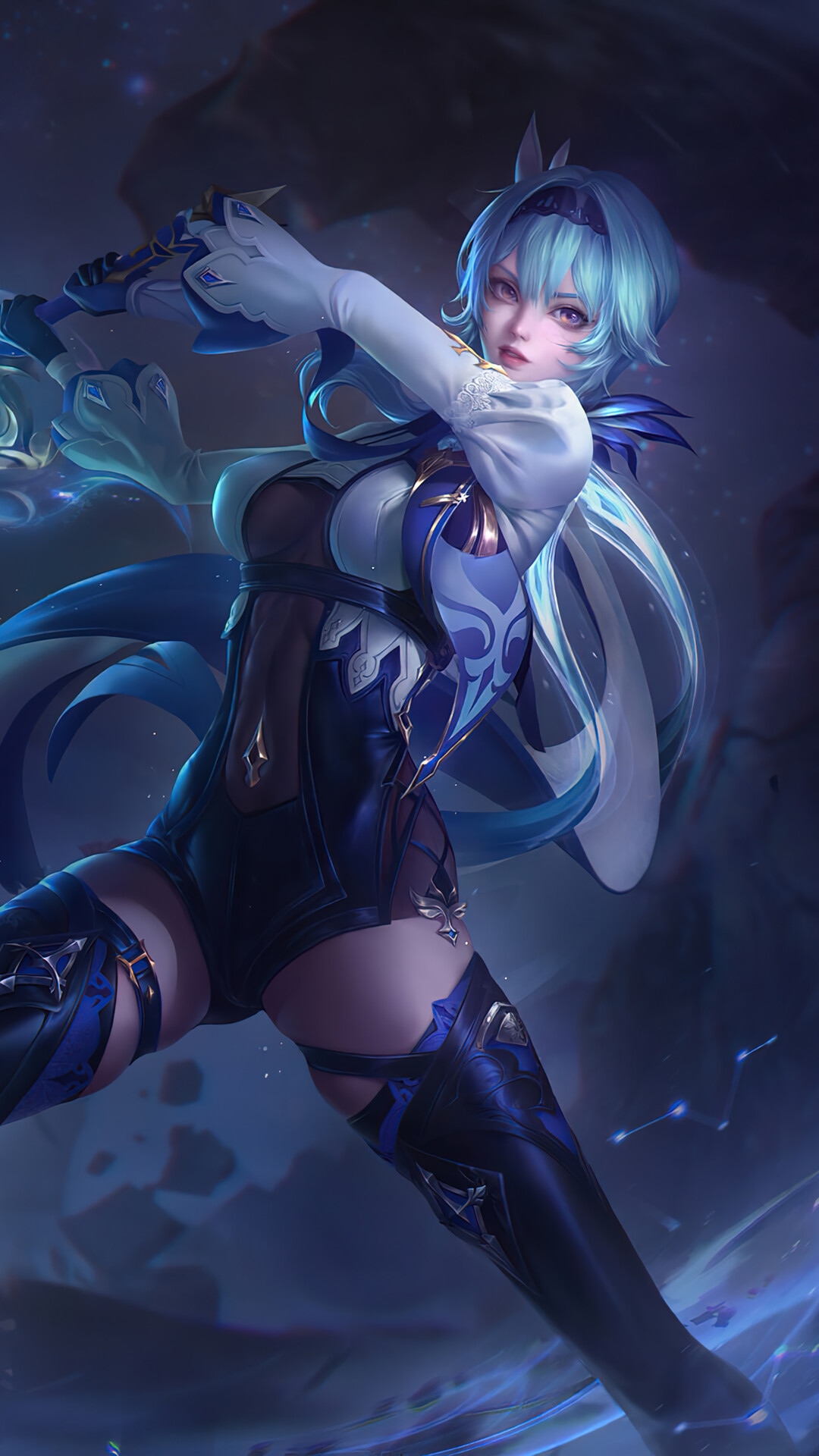 Eula from Genshin Impact holding a sword HD Phone Wallpaper