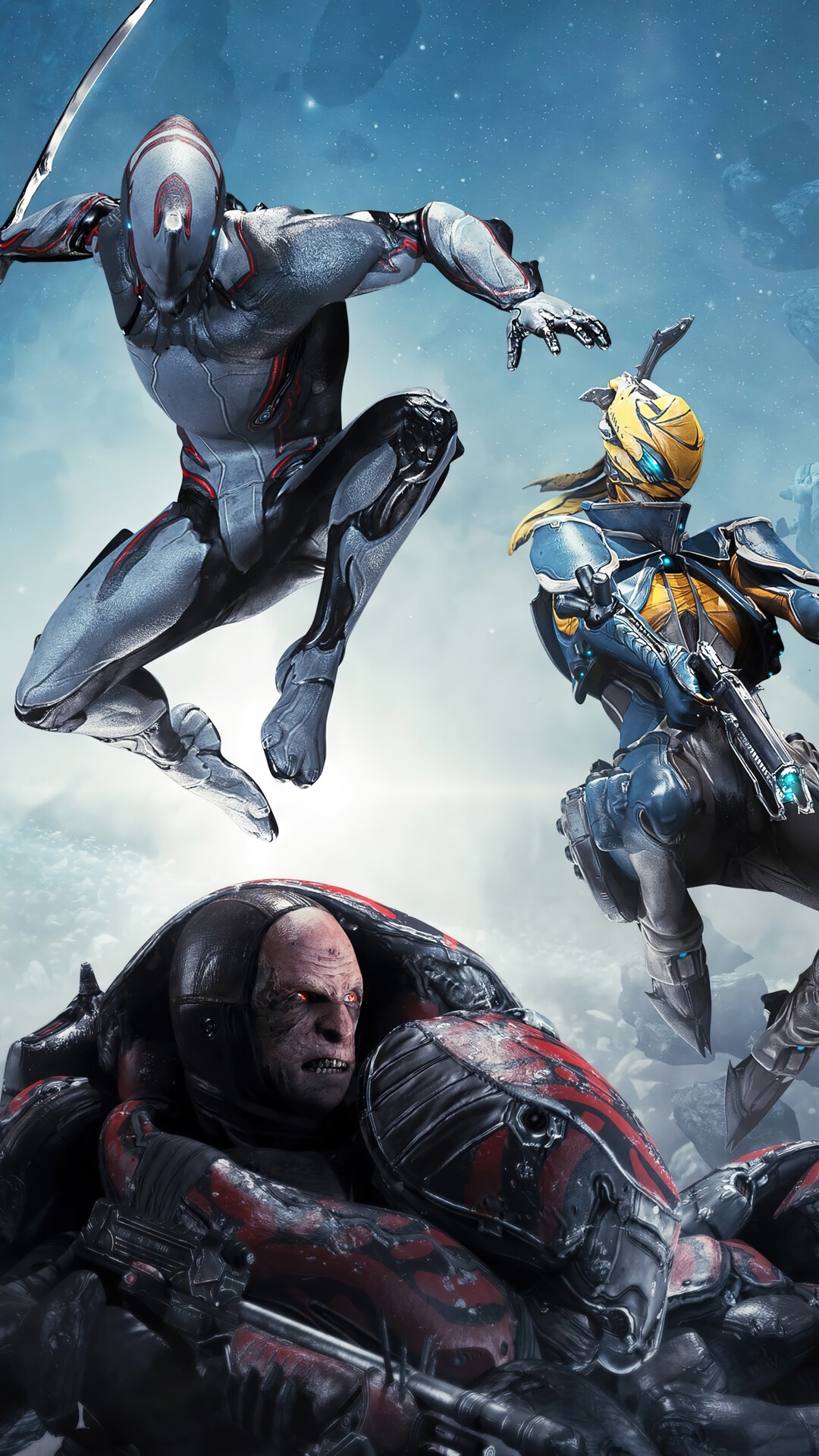 Warframe characters in combat HD Phone Wallpaper