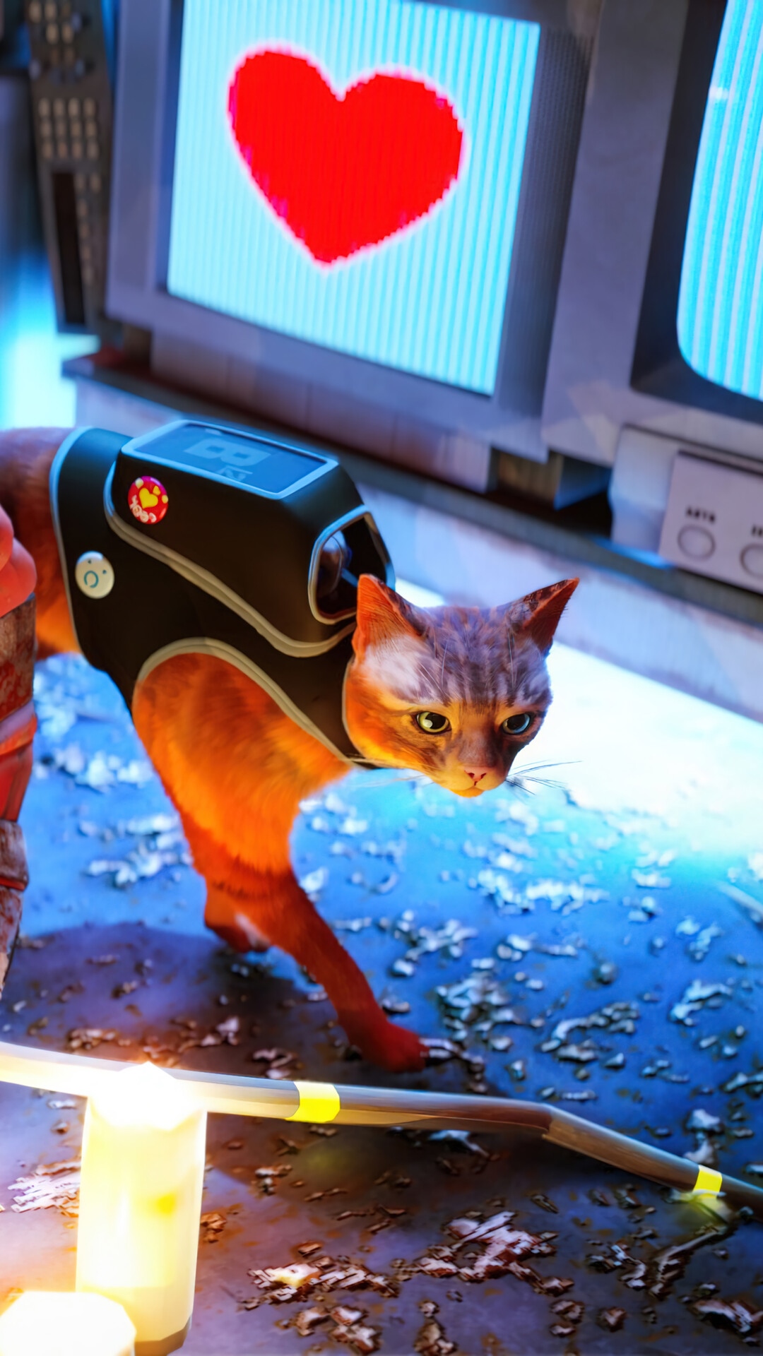 Stray Game Cat with Backpack HD Phone Wallpaper