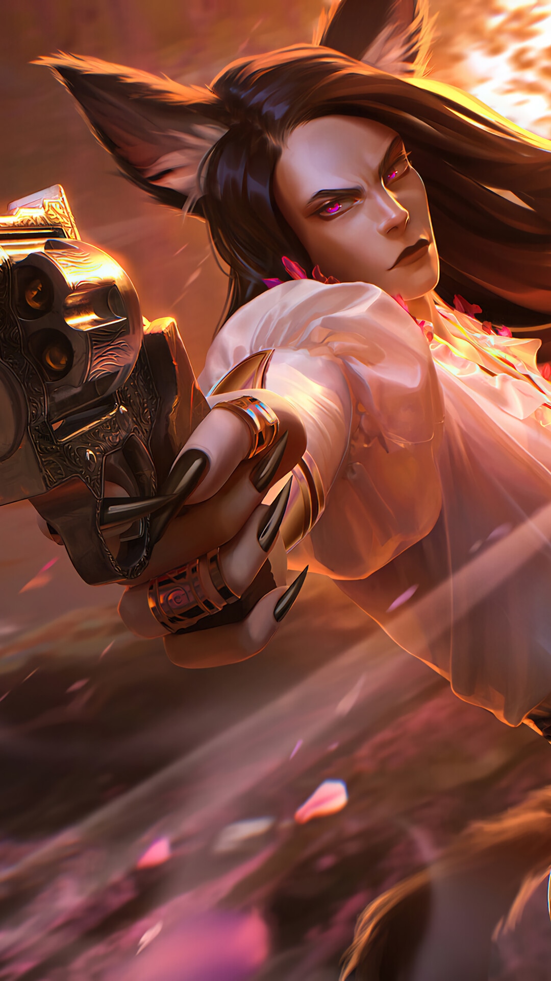 Fantasy character with a revolver HD Phone Wallpaper