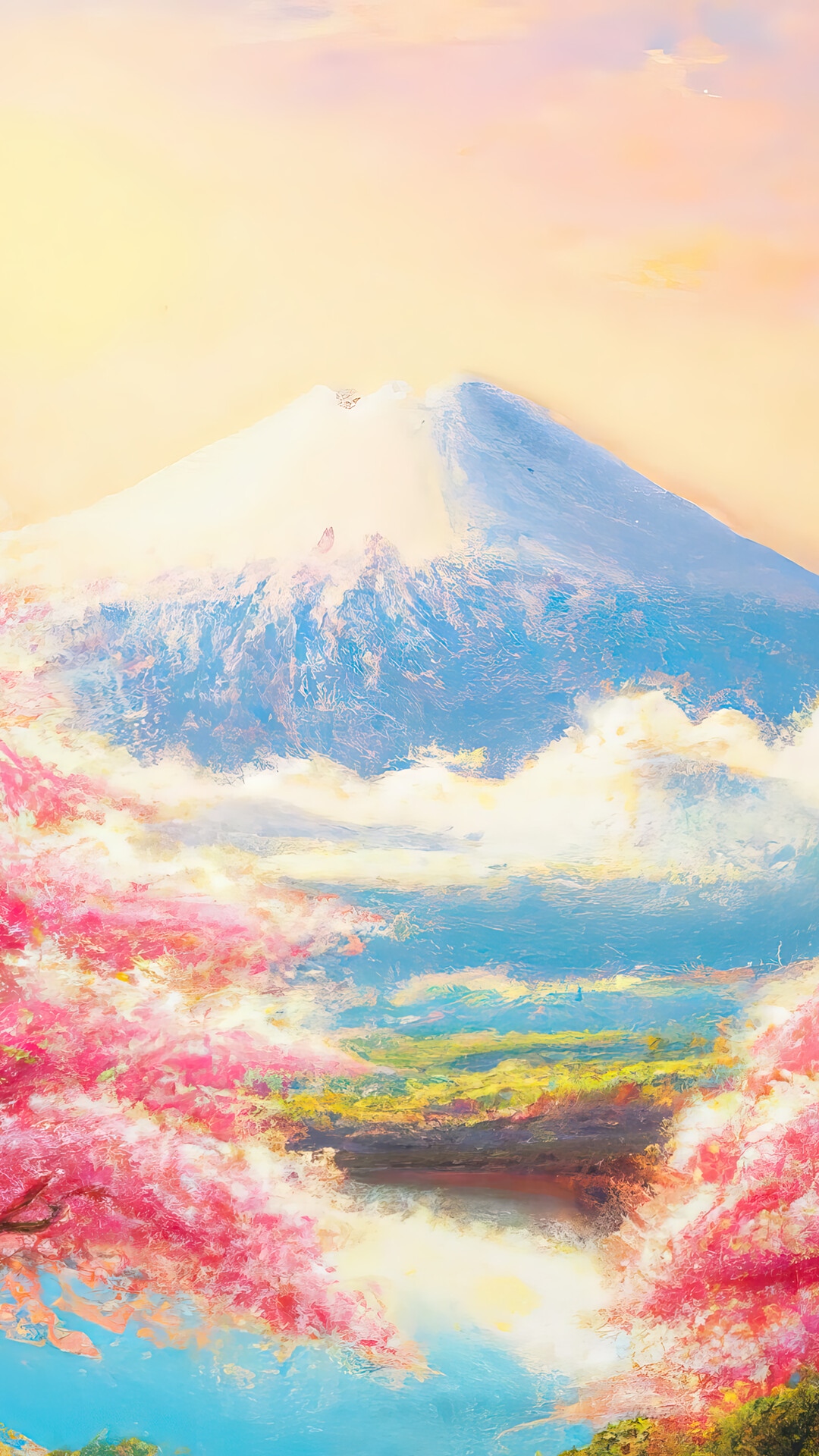 Mount Fuji with Cherry Blossoms HD Phone Wallpaper