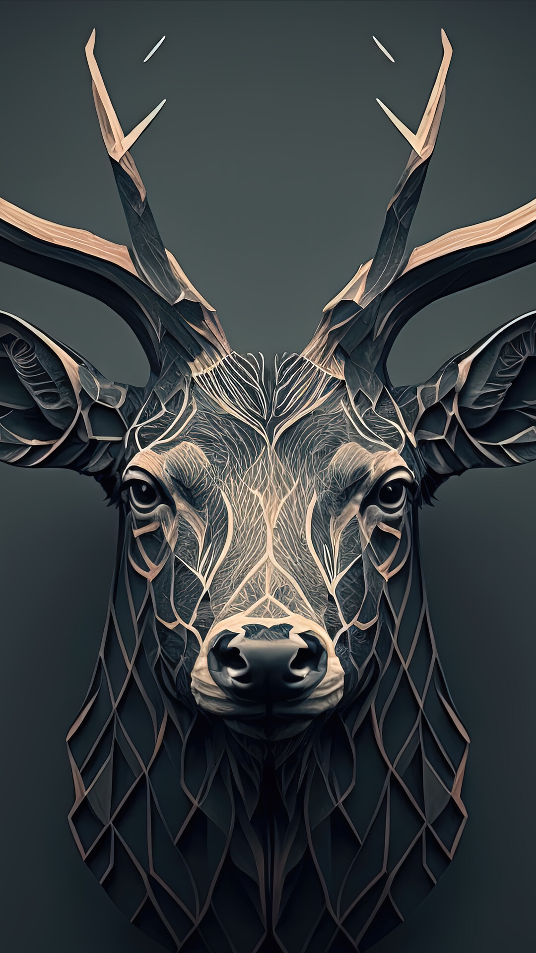 Abstract Deer Head with Intricate Patterns HD Phone Wallpaper