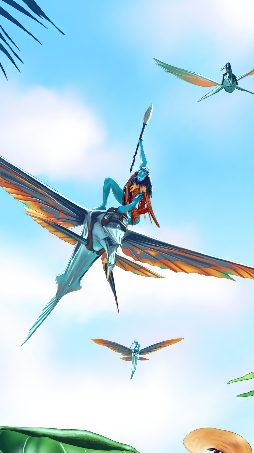 Avatar: The Way of Water Na'vi riding a banshee HD Phone Wallpaper