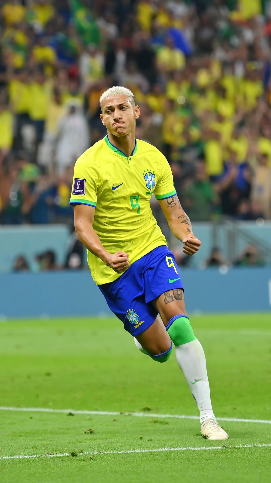 Richarlison of Brazil celebrating a goal HD Phone Wallpaper