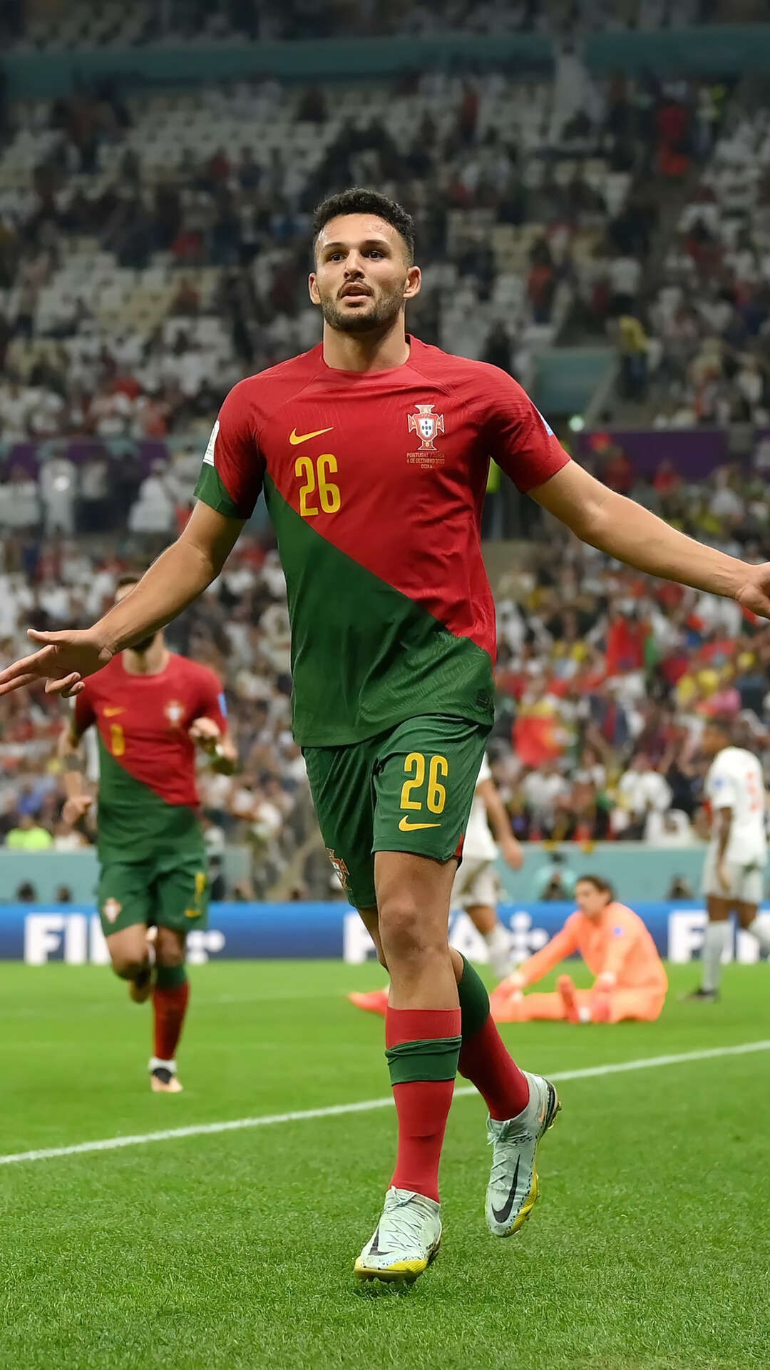 Goncalo Ramos of Portugal celebrates a goal HD Phone Wallpaper