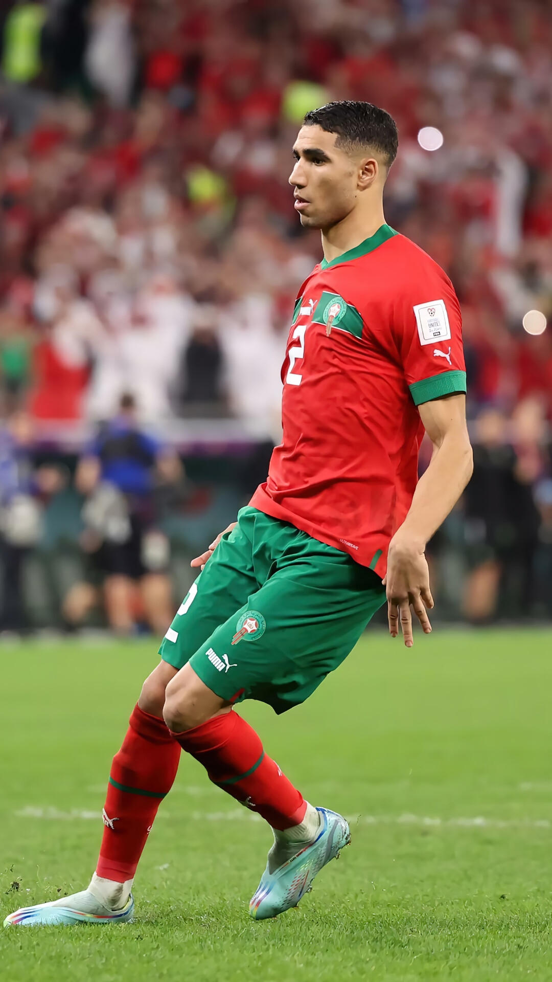 Achraf Hakimi of Morocco football team HD Phone Wallpaper