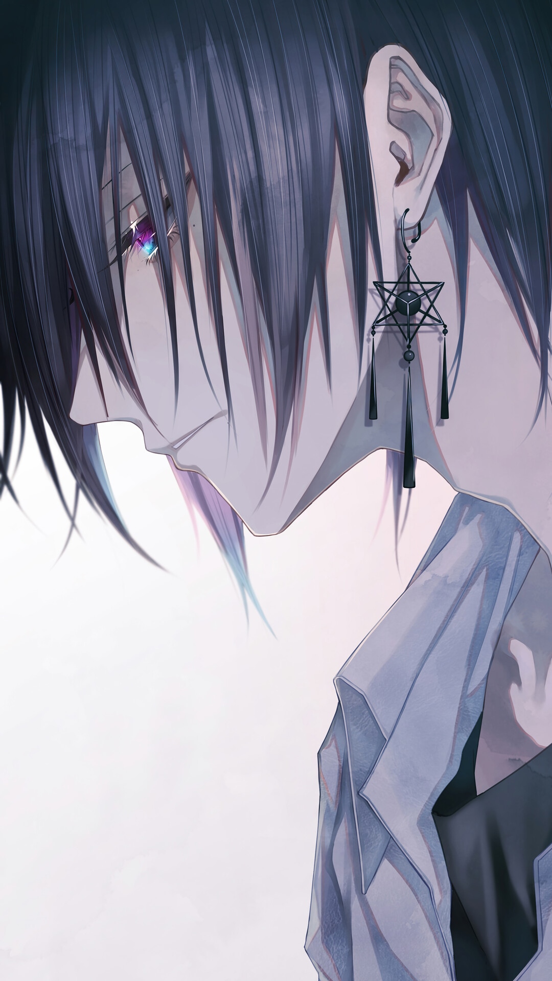 Anime Boy with Star Earring HD Phone Wallpaper
