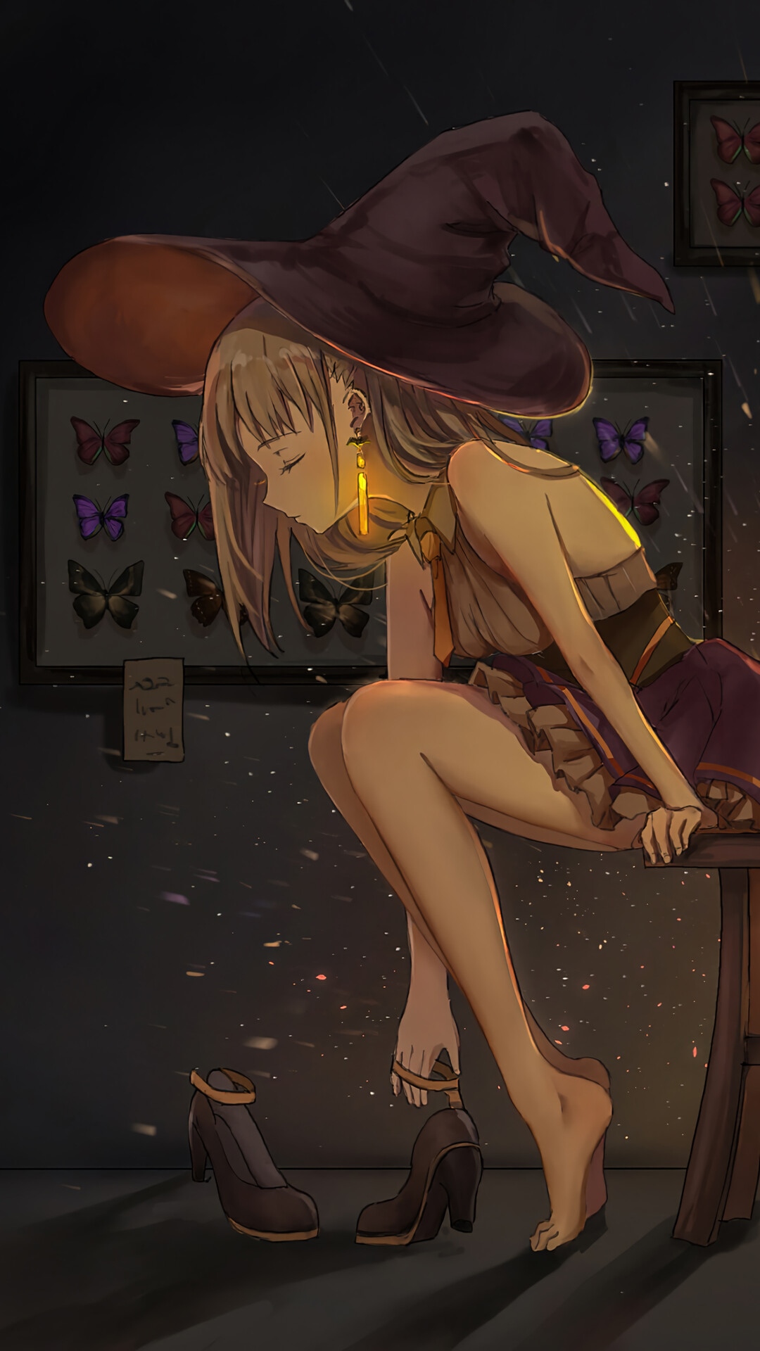 Witch girl with butterfly collection HD Phone Wallpaper