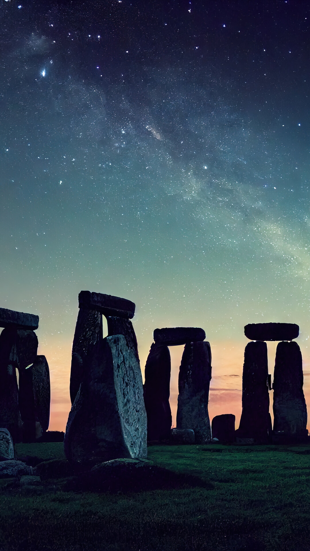 Stonehenge under a starry night sky HD Phone Wallpaper