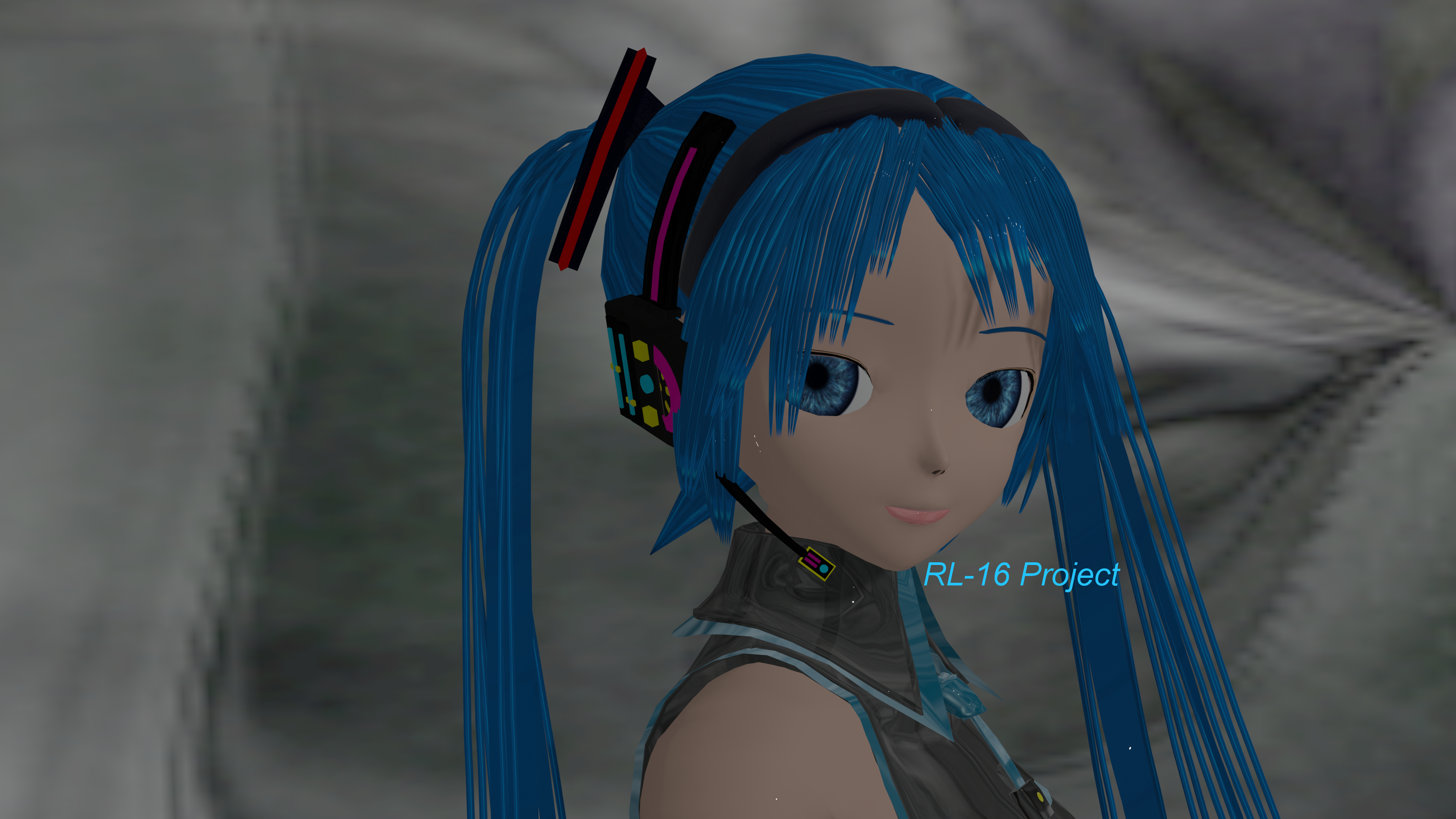 Hatsune Miku with Blue Hair and Blue Eyes HD Wallpaper