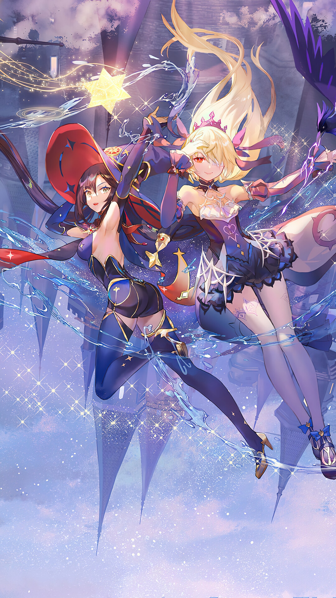 Mona and Fischl from Genshin Impact HD Phone Wallpaper