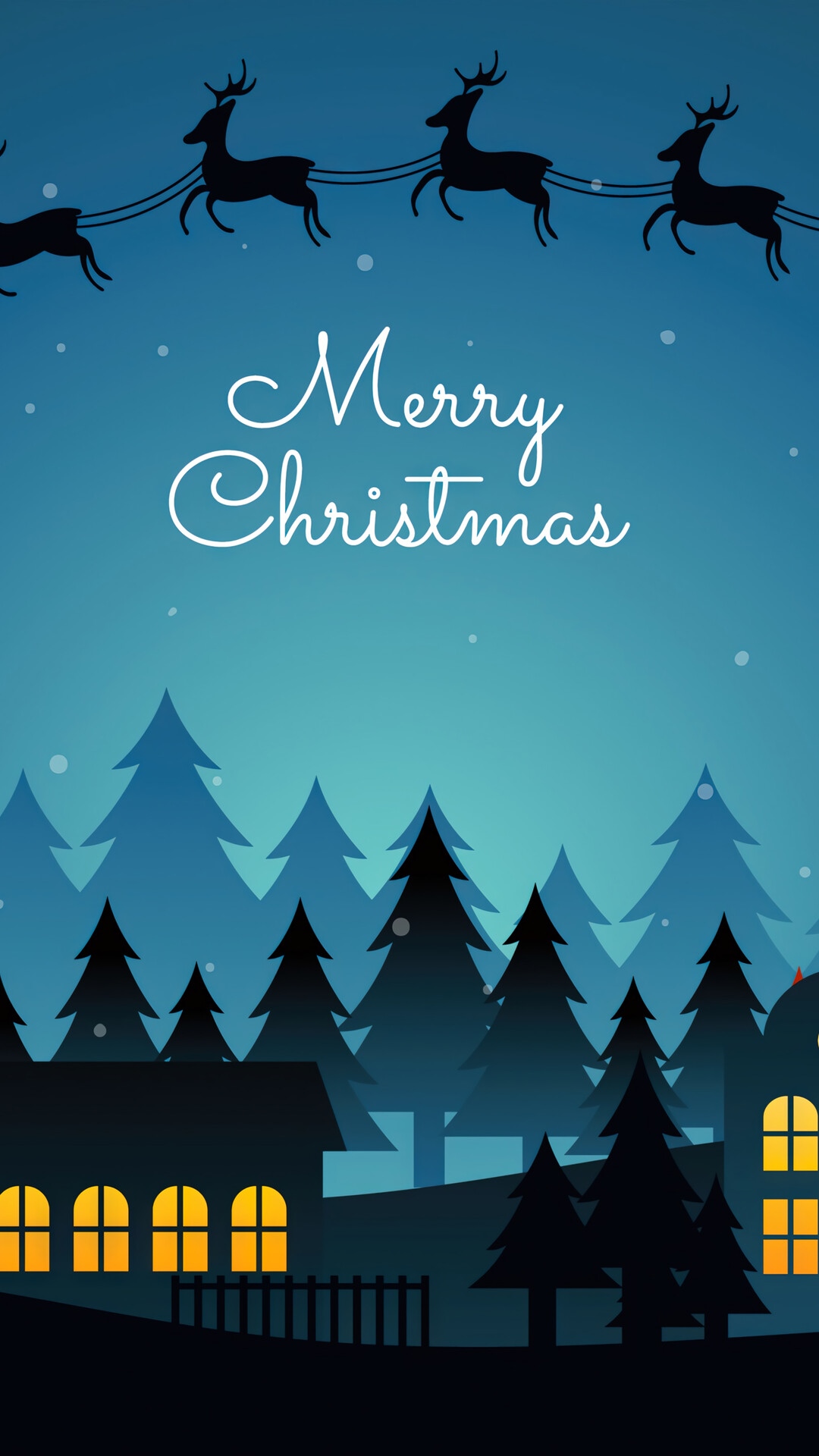 Merry Christmas with Santa's Sleigh HD Phone Wallpaper