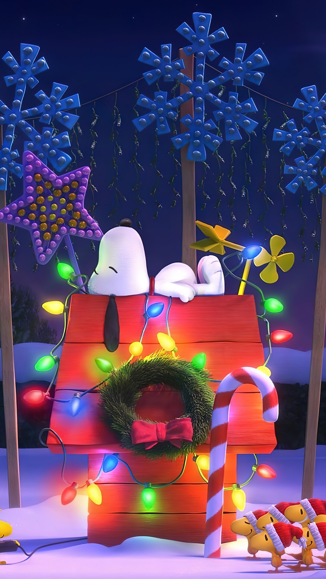 Snoopy and Woodstock's Christmas Decorations HD Phone Wallpaper
