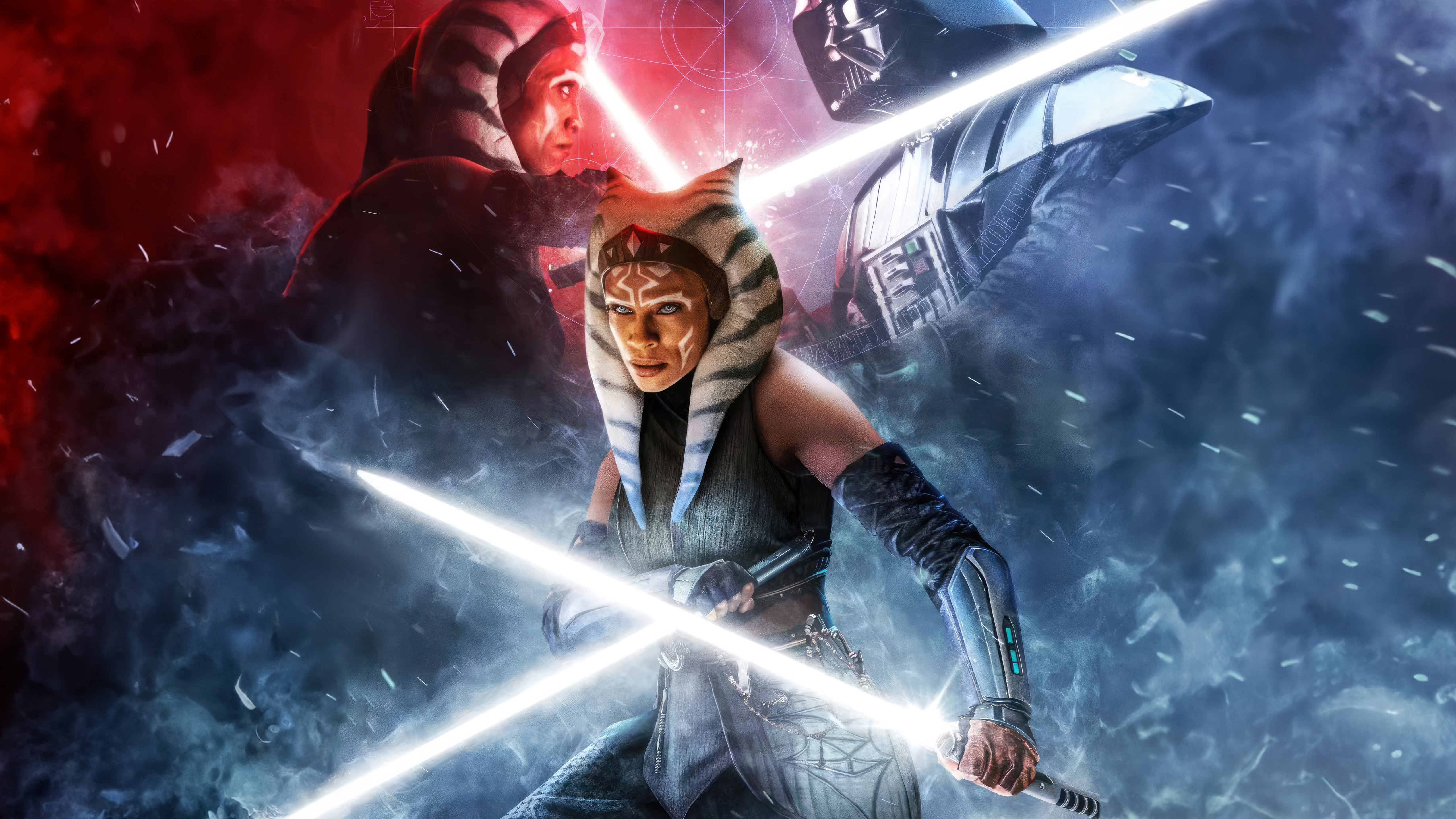 Ahsoka Tano and Darth Vader Star Wars Artwork 4K HD Wallpaper