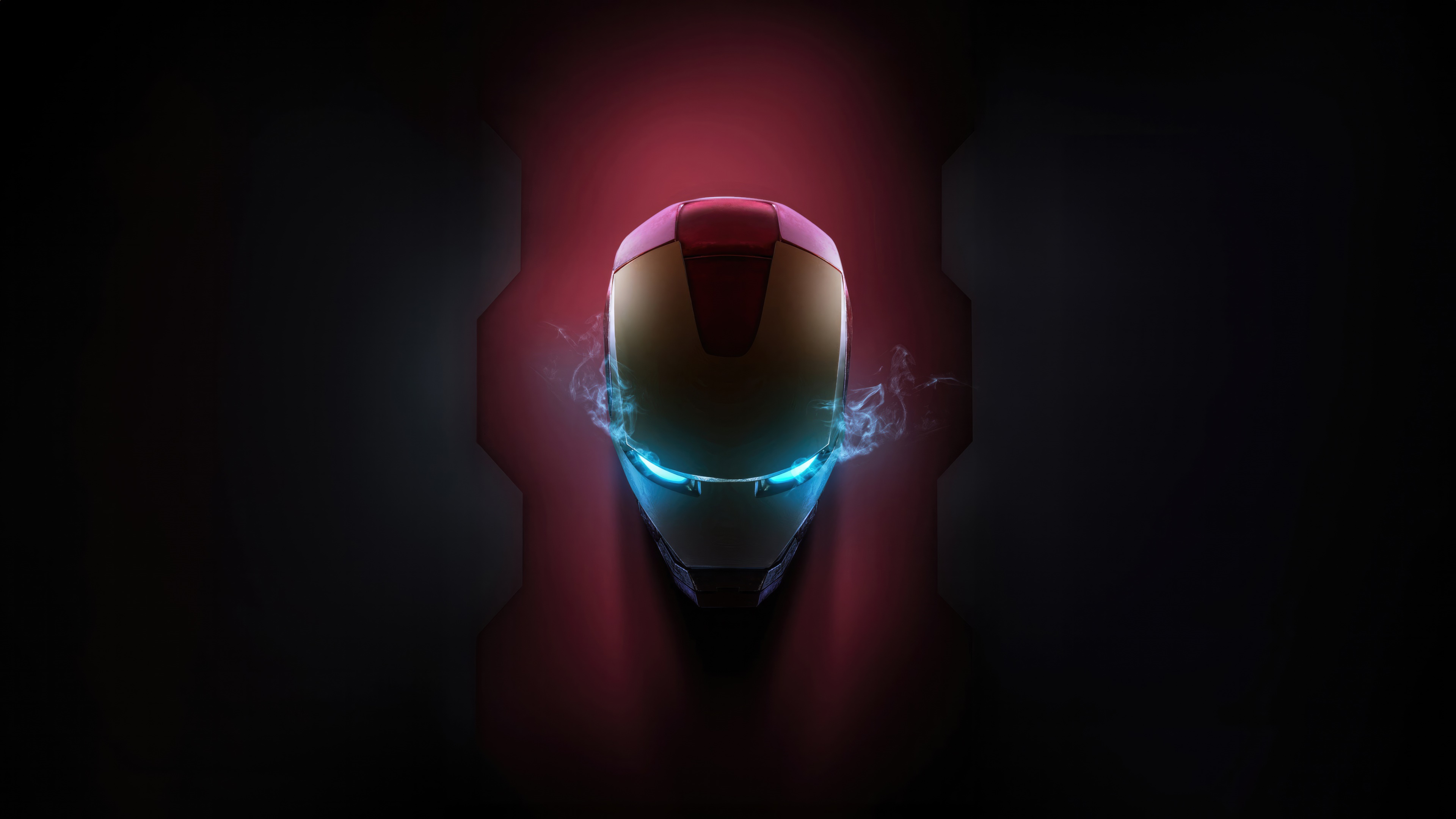 Iron Man Helmet with Blue Energy 4K HD Wallpaper