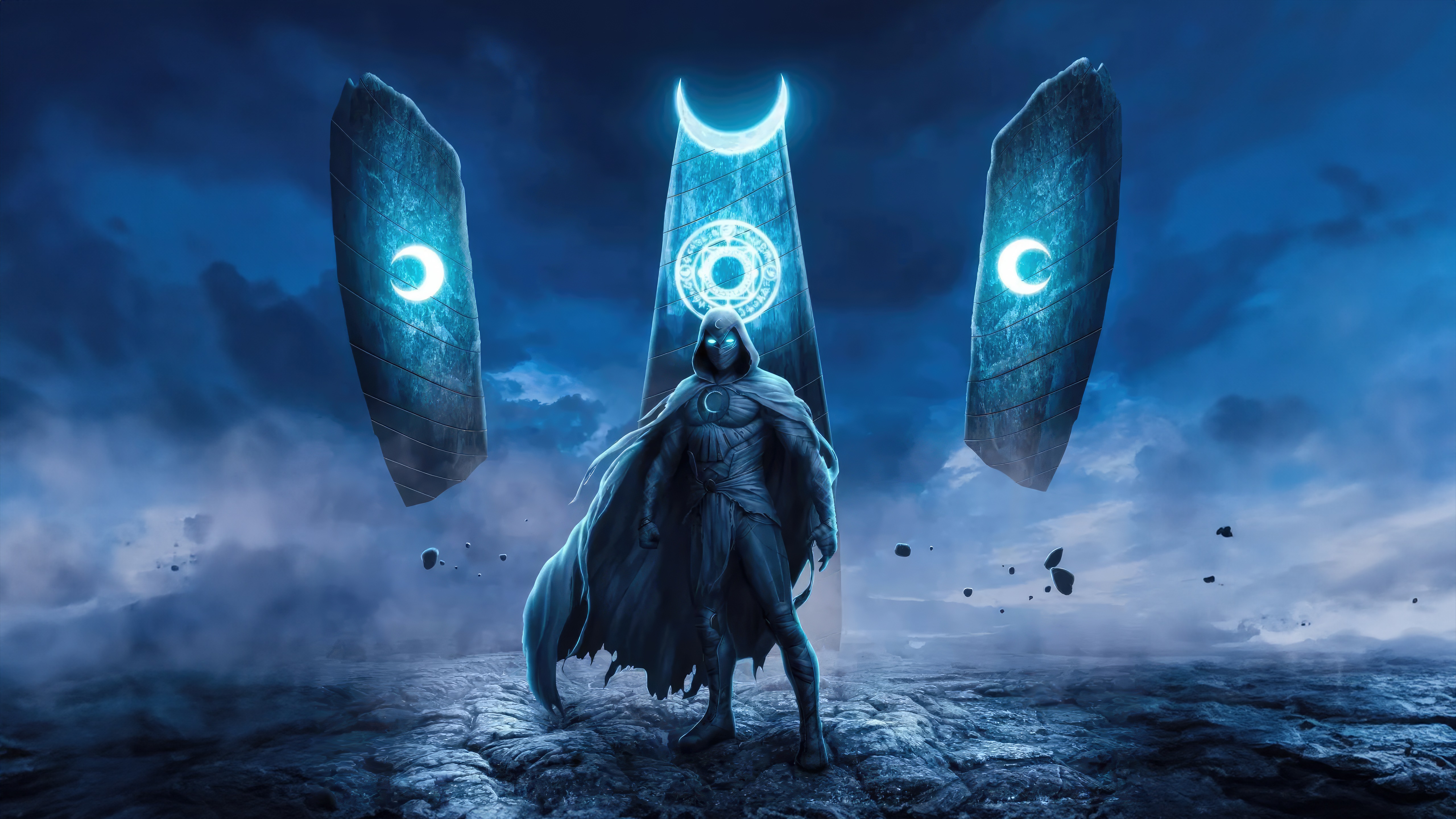 Moon Knight Artwork with Lunar Pillars HD Wallpaper