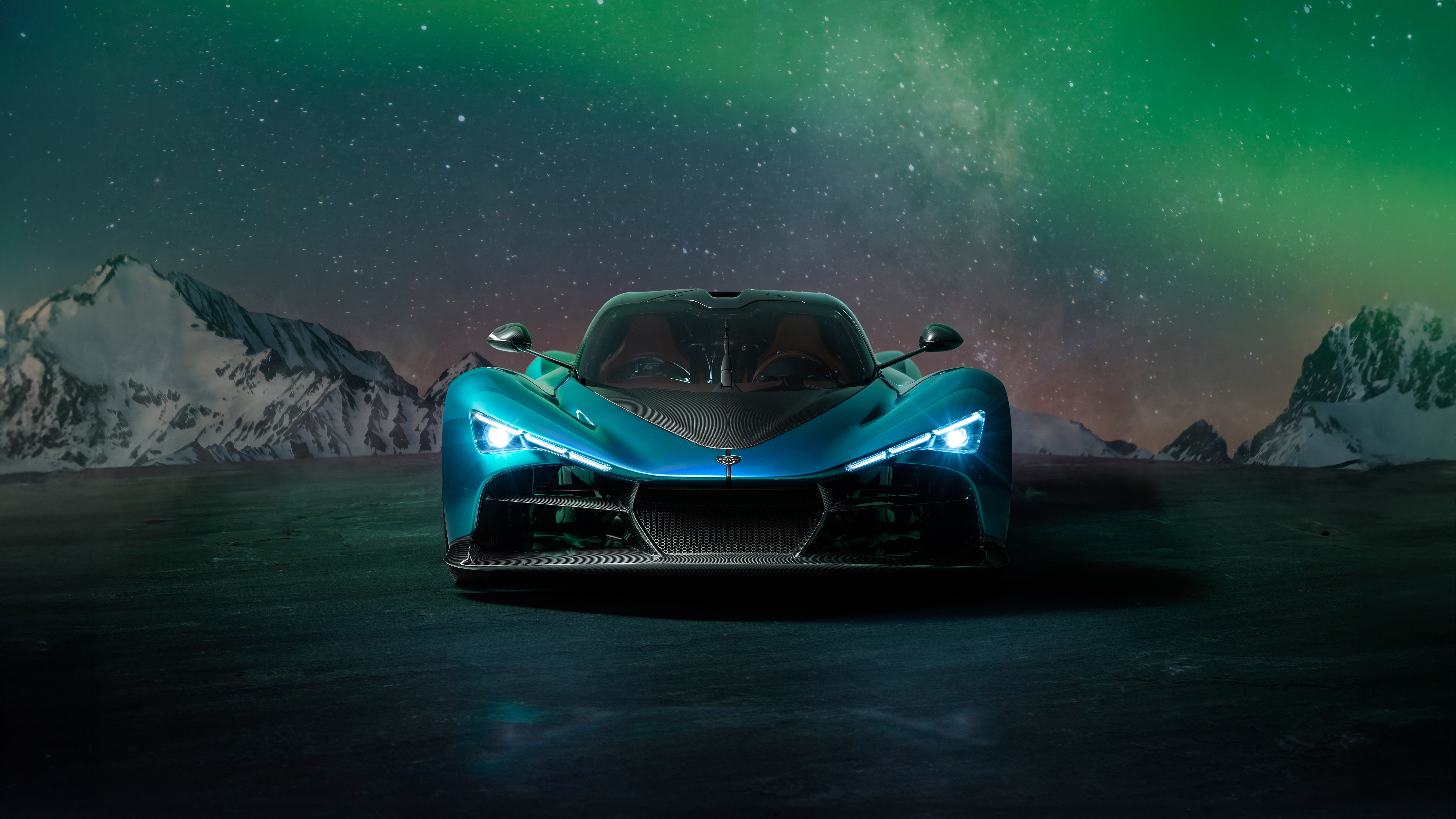 Zenvo TSR-S hypercar under the aurora borealis HD Wallpaper