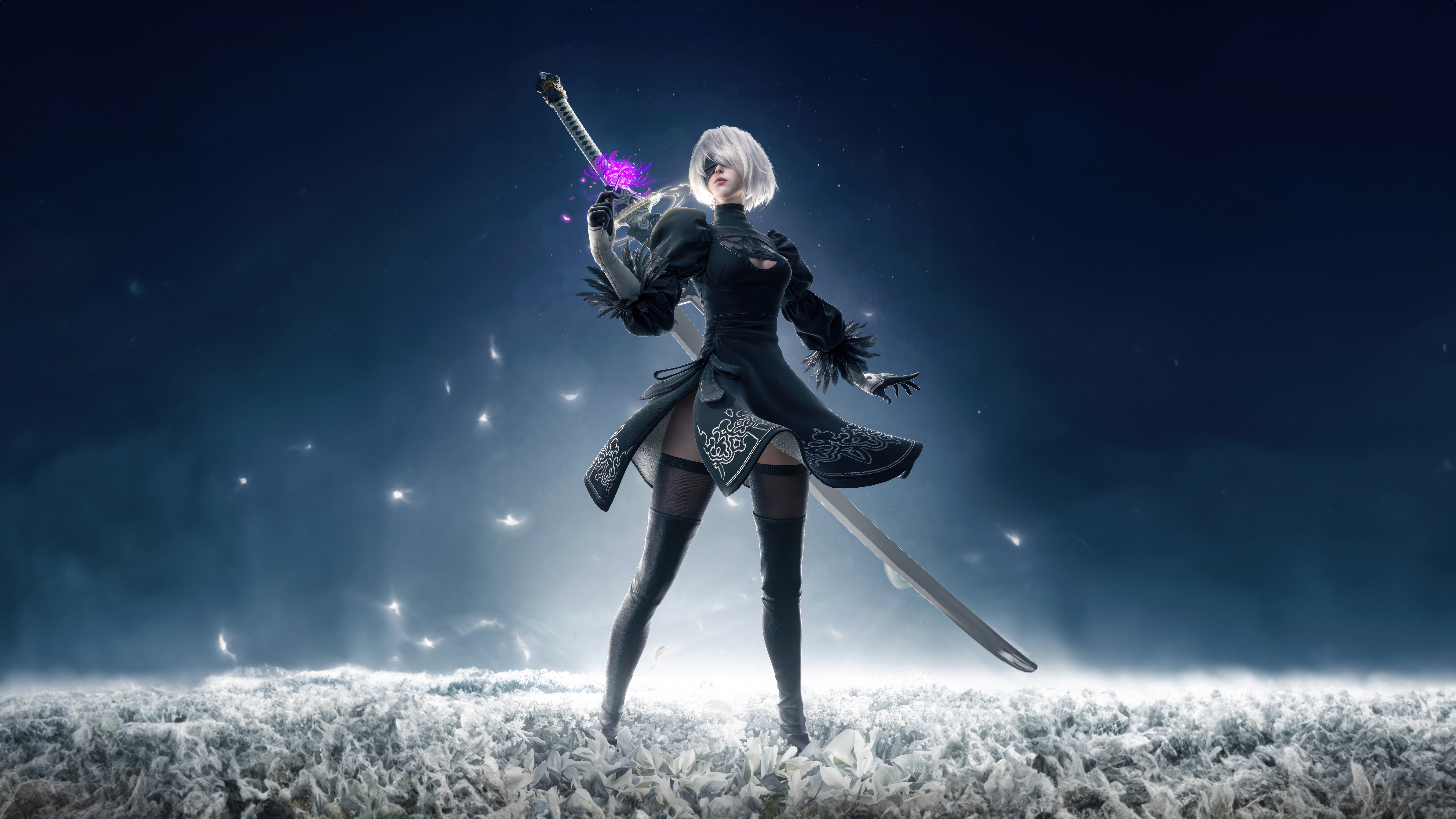 2B from Nier Automata with a sword HD Wallpaper