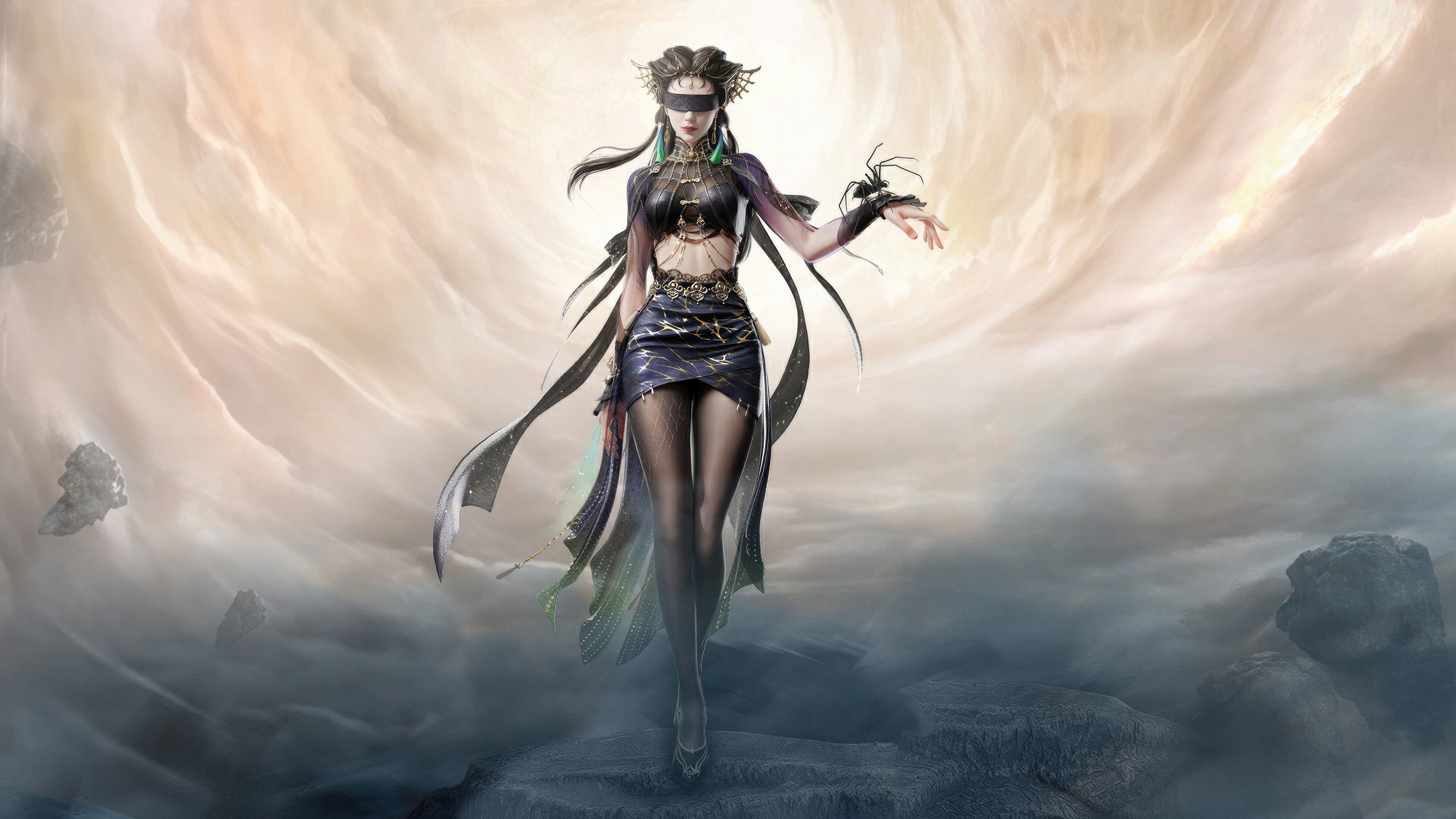 Naraka: Bladepoint character in swirling clouds HD Wallpaper