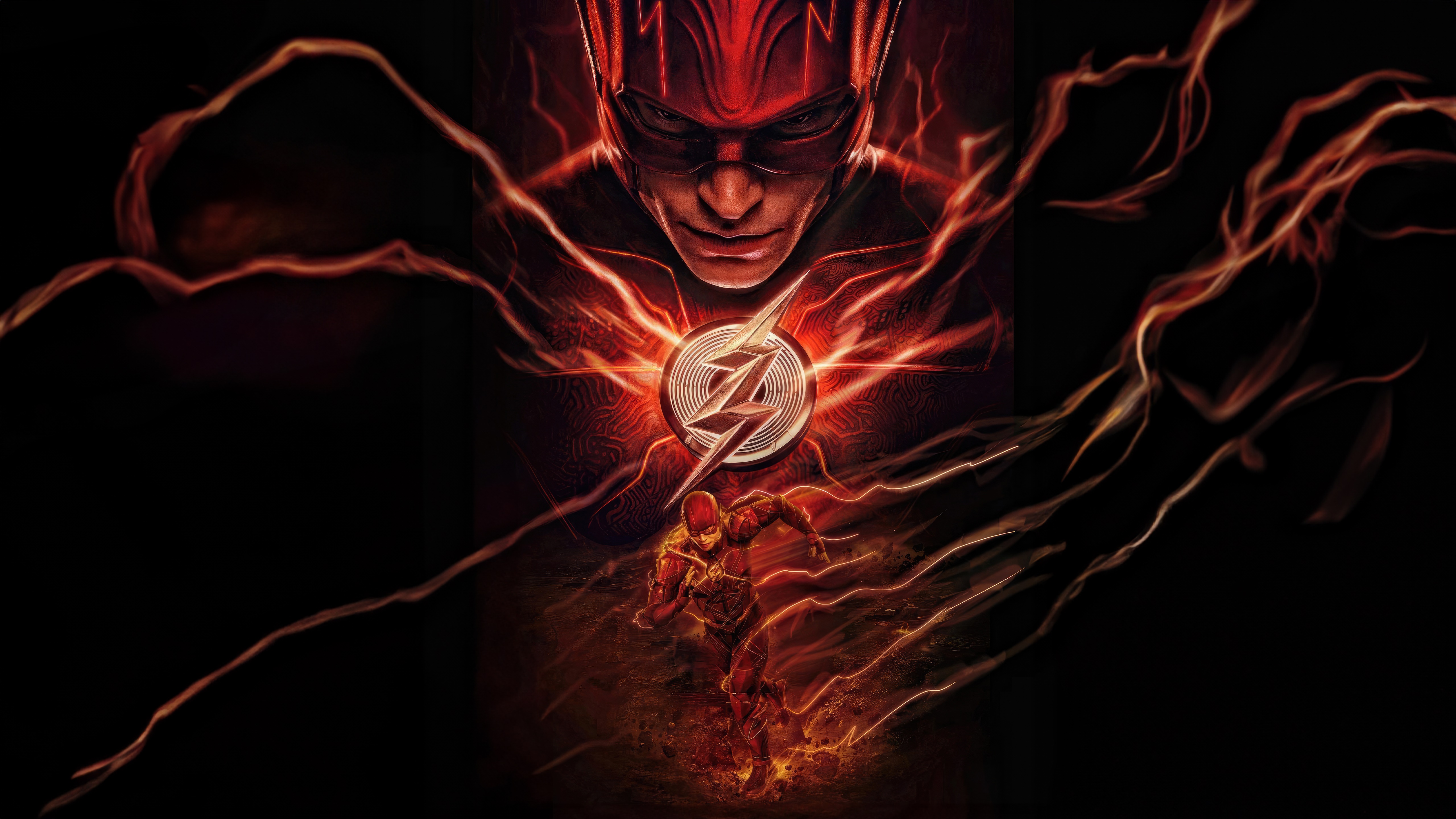 The Flash Movie Artwork with Lightning HD Wallpaper