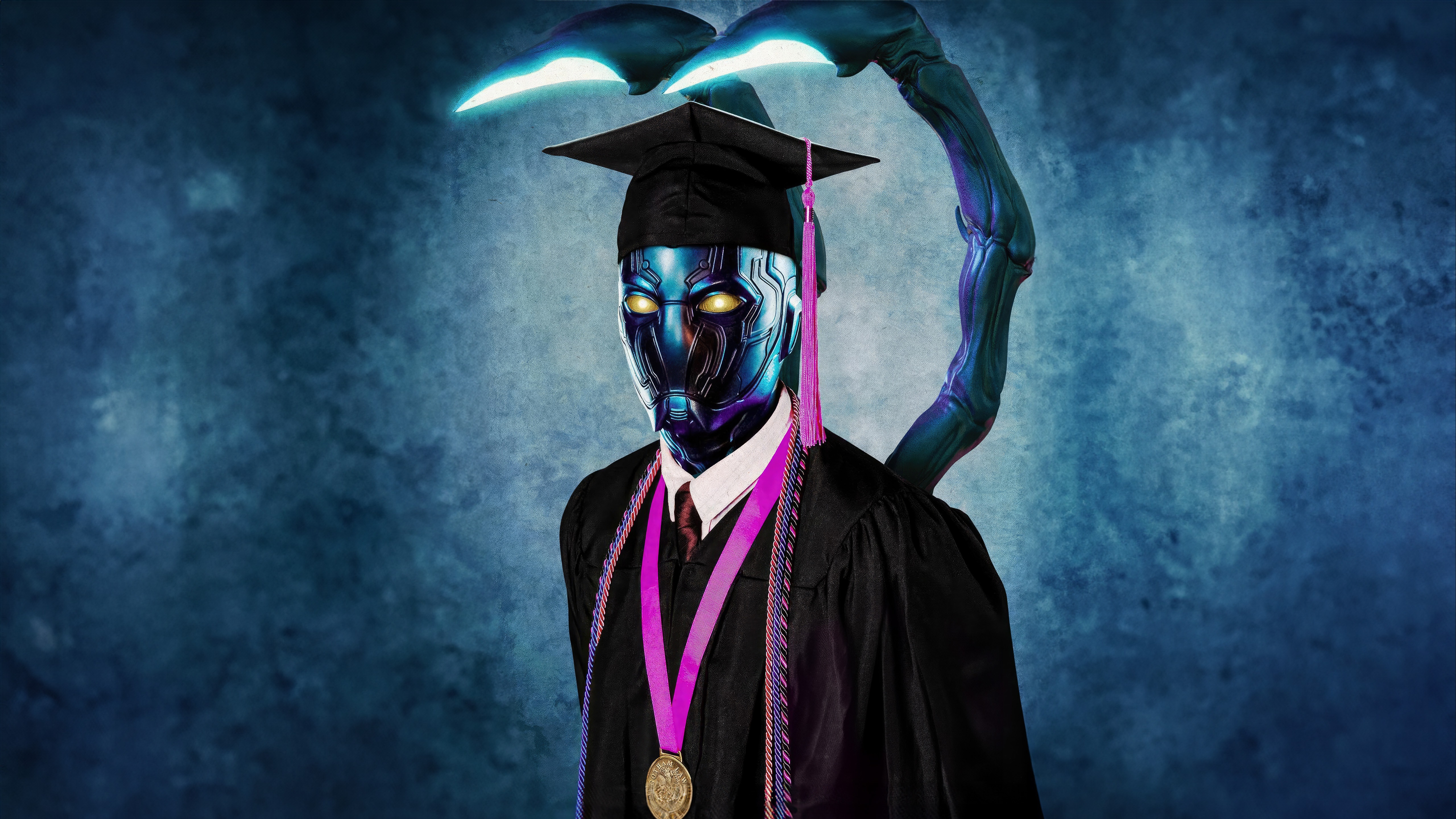 Blue Beetle in Graduation Gown and Cap HD Wallpaper