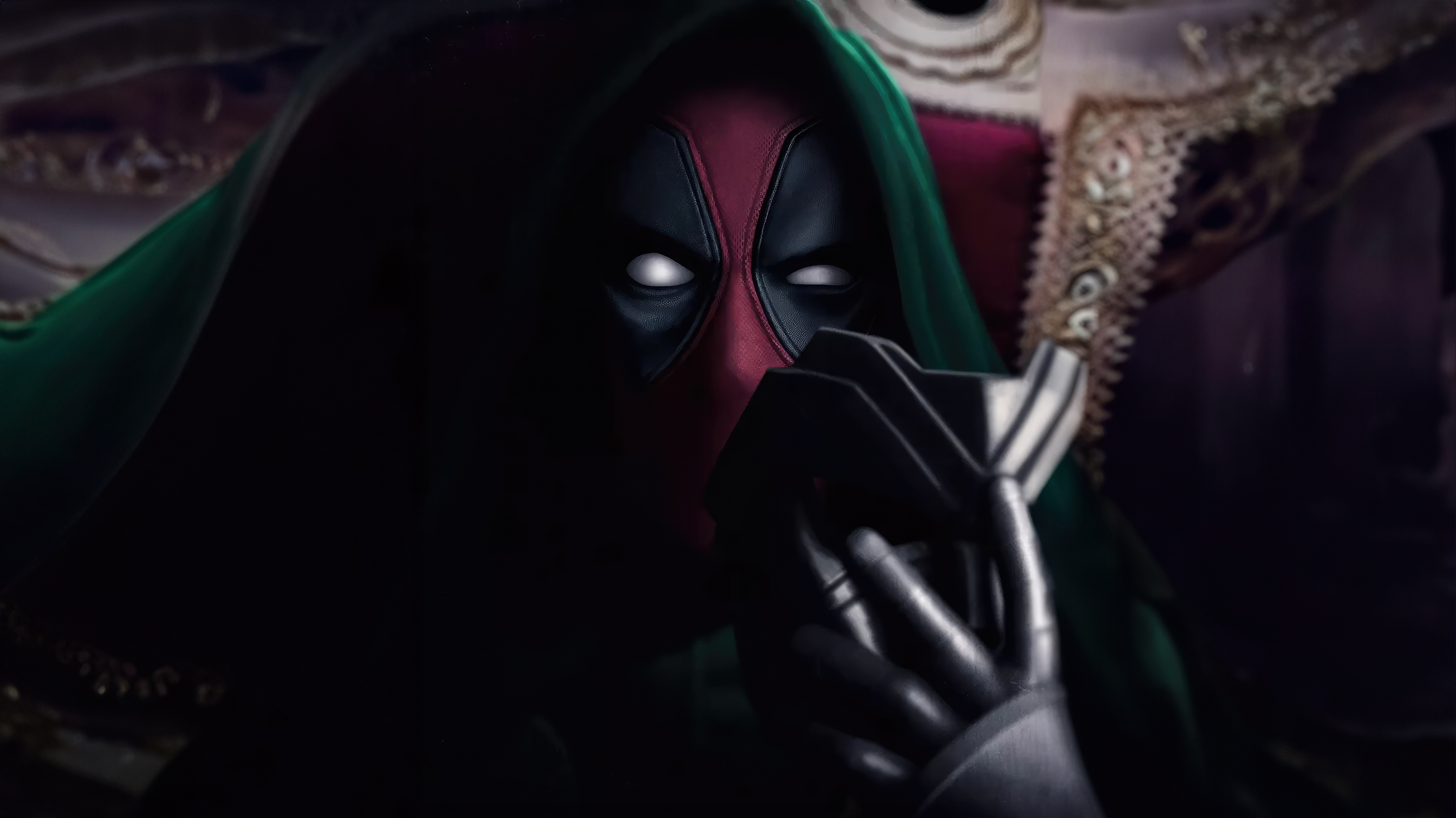 Deadpool wearing a green hood and mask HD Wallpaper
