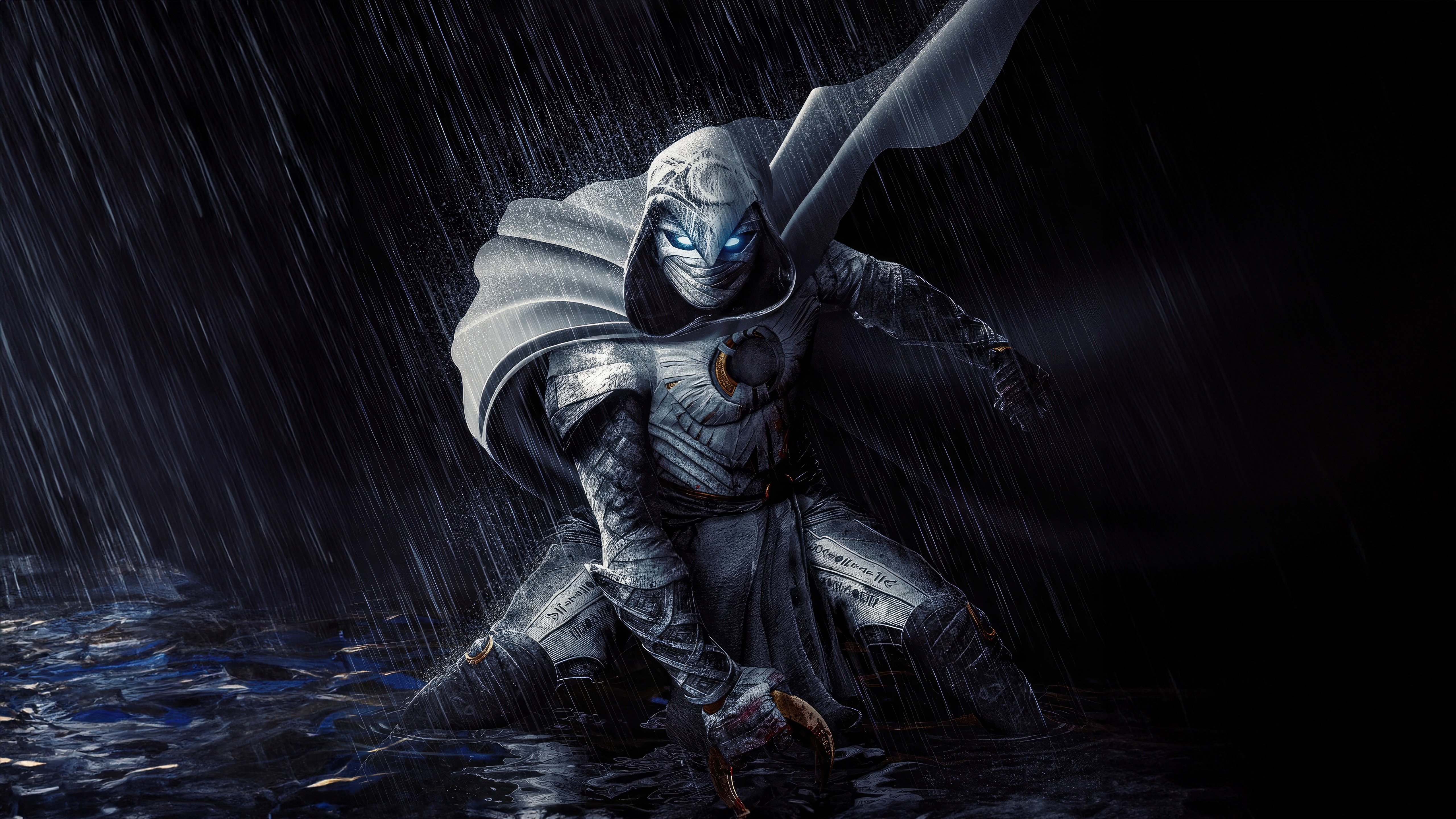 Moon Knight in the Rain 4K HD Wallpaper