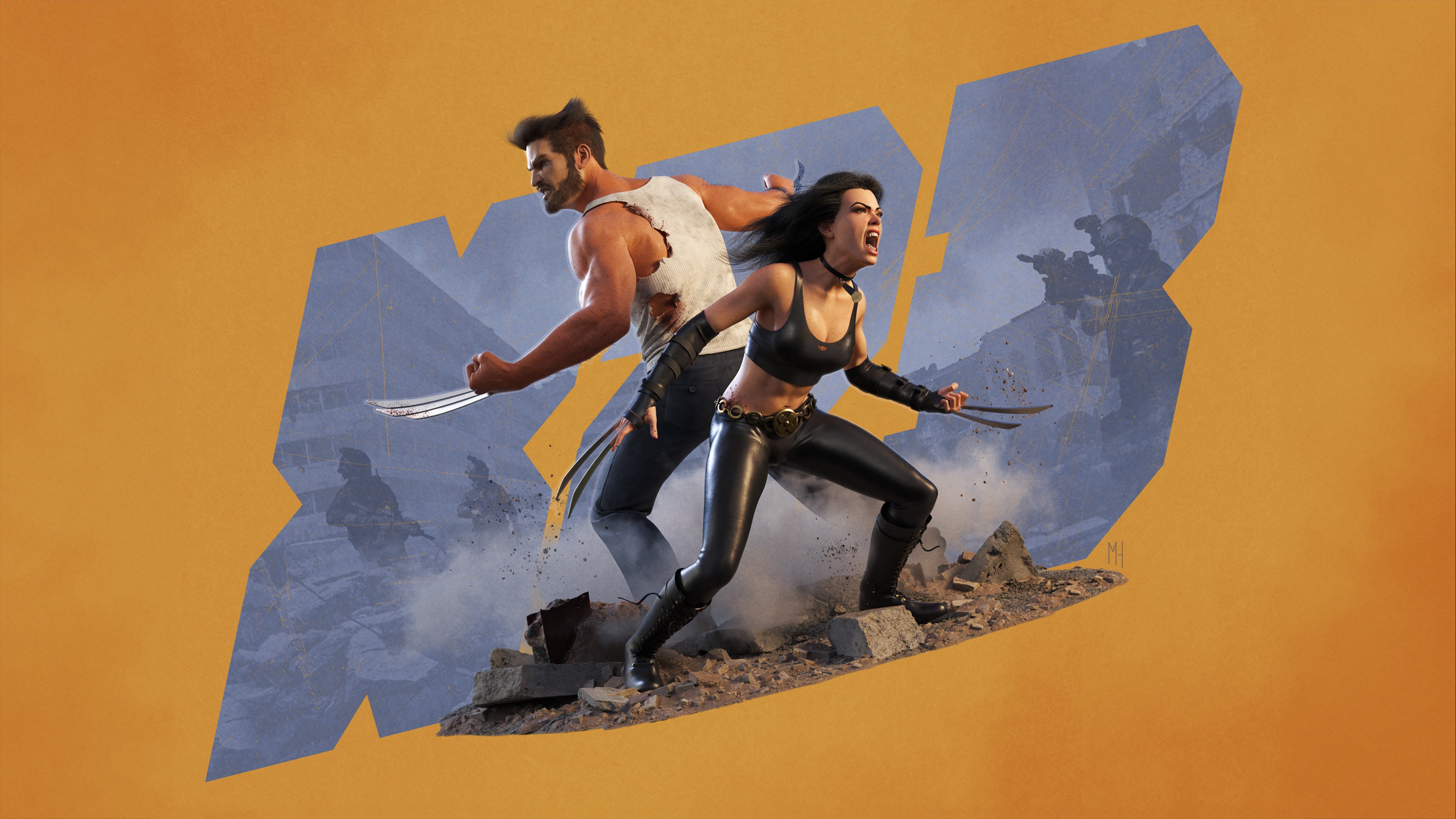 Wolverine and X-23 in a battle scene HD Wallpaper