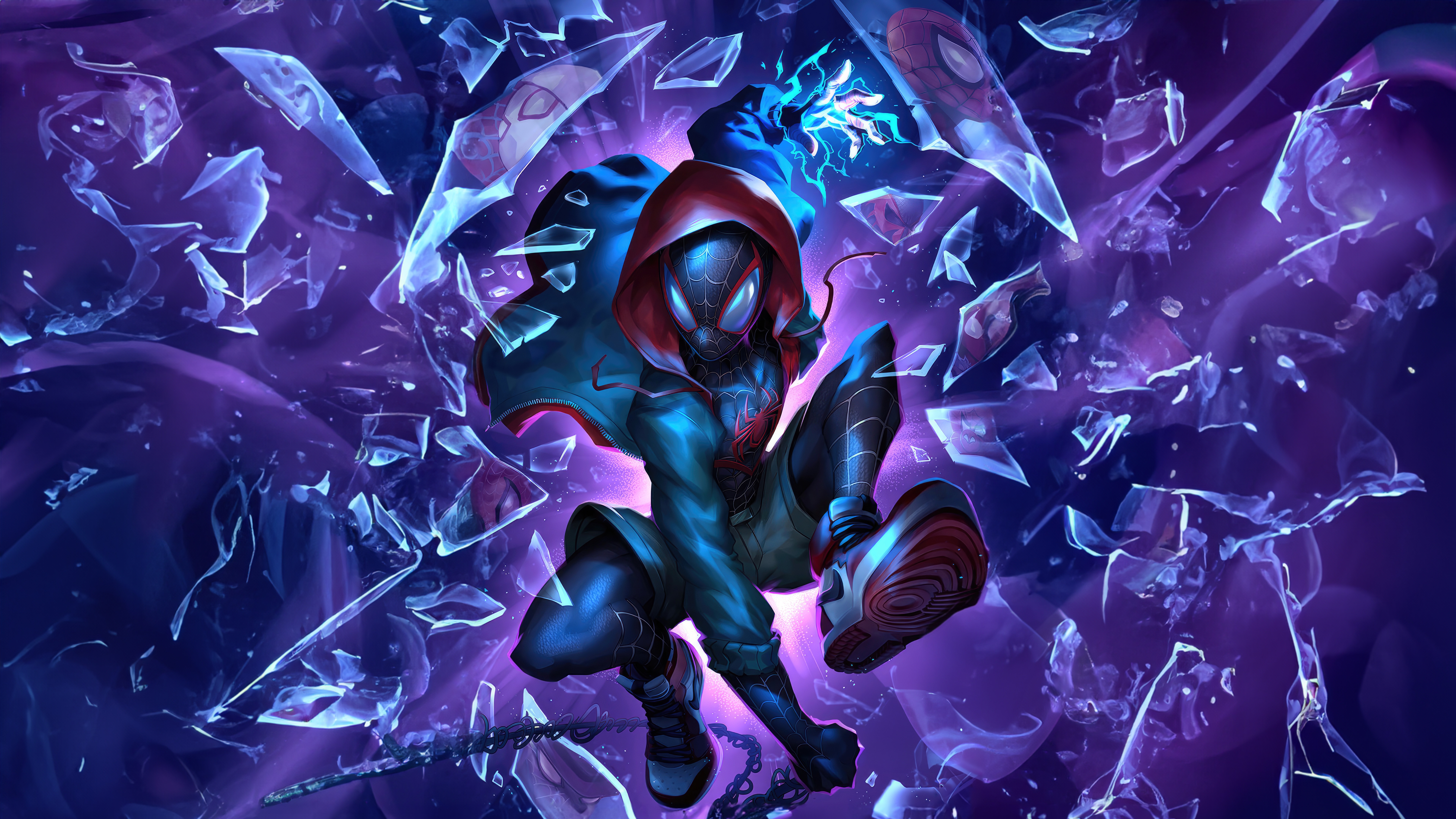Miles Morales Spider-Man Shattering Reality HD Wallpaper