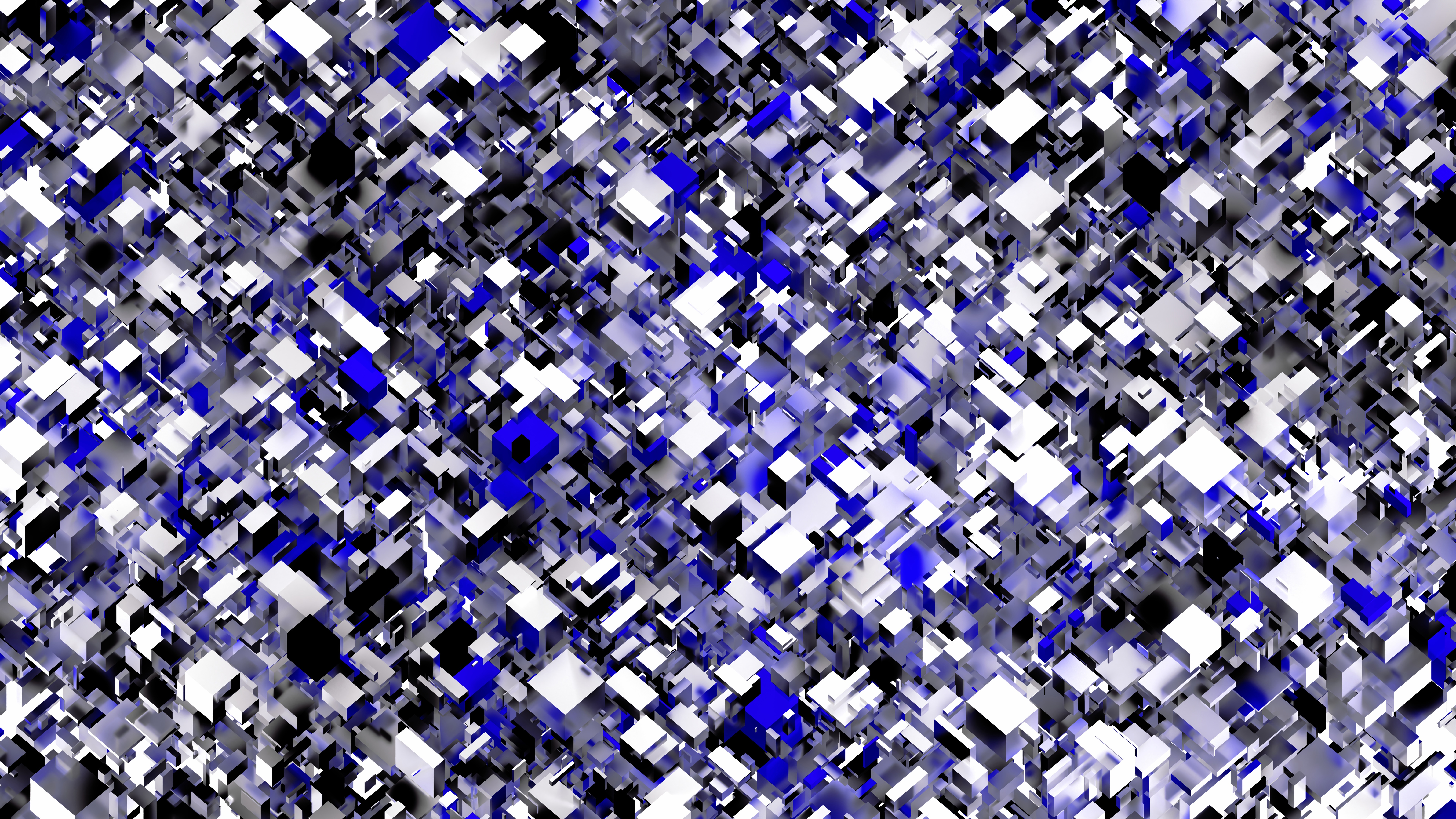 Abstract digital art with blue and white cubes HD Wallpaper