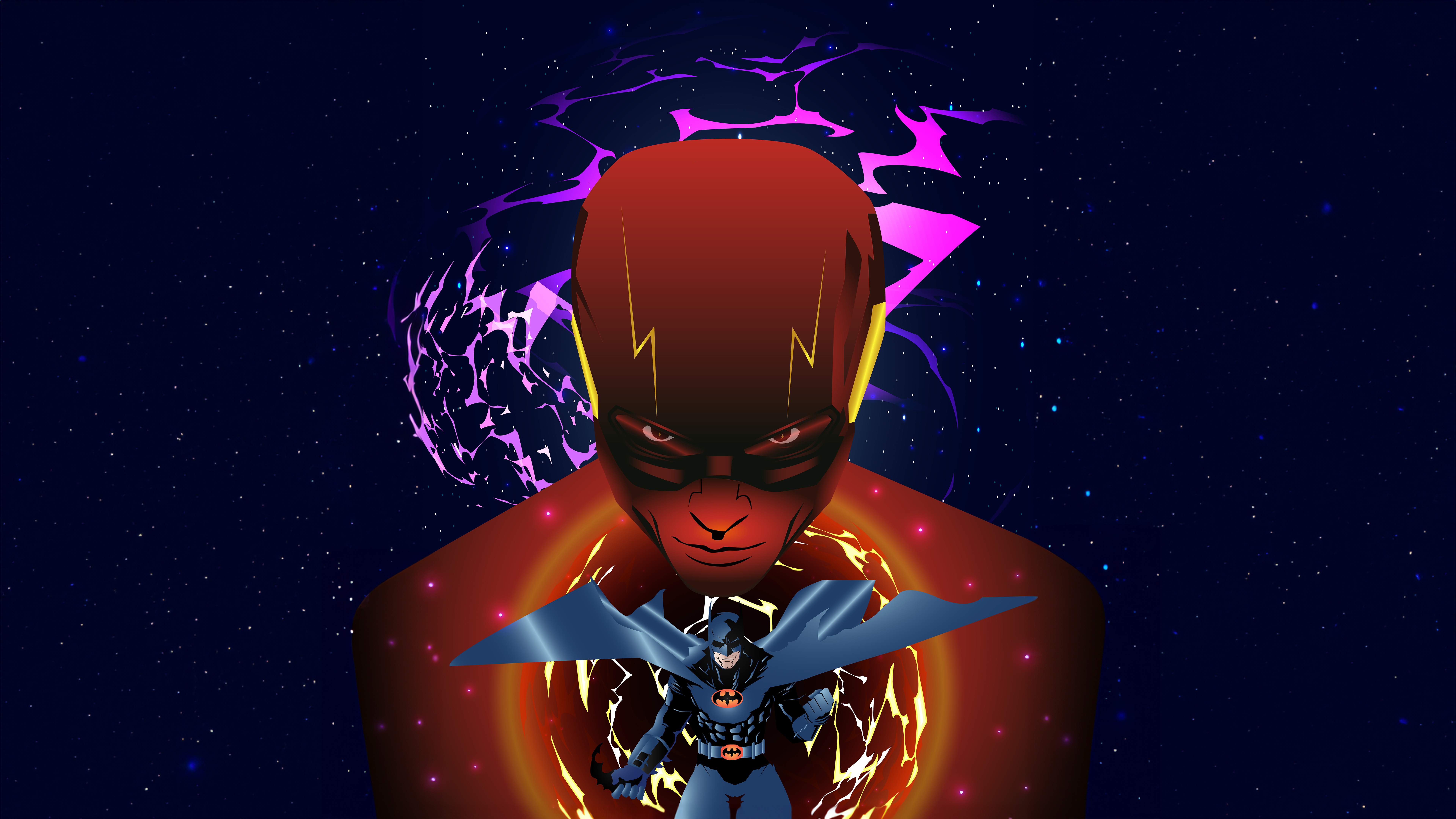 The Flash and Batman Artwork HD Wallpaper