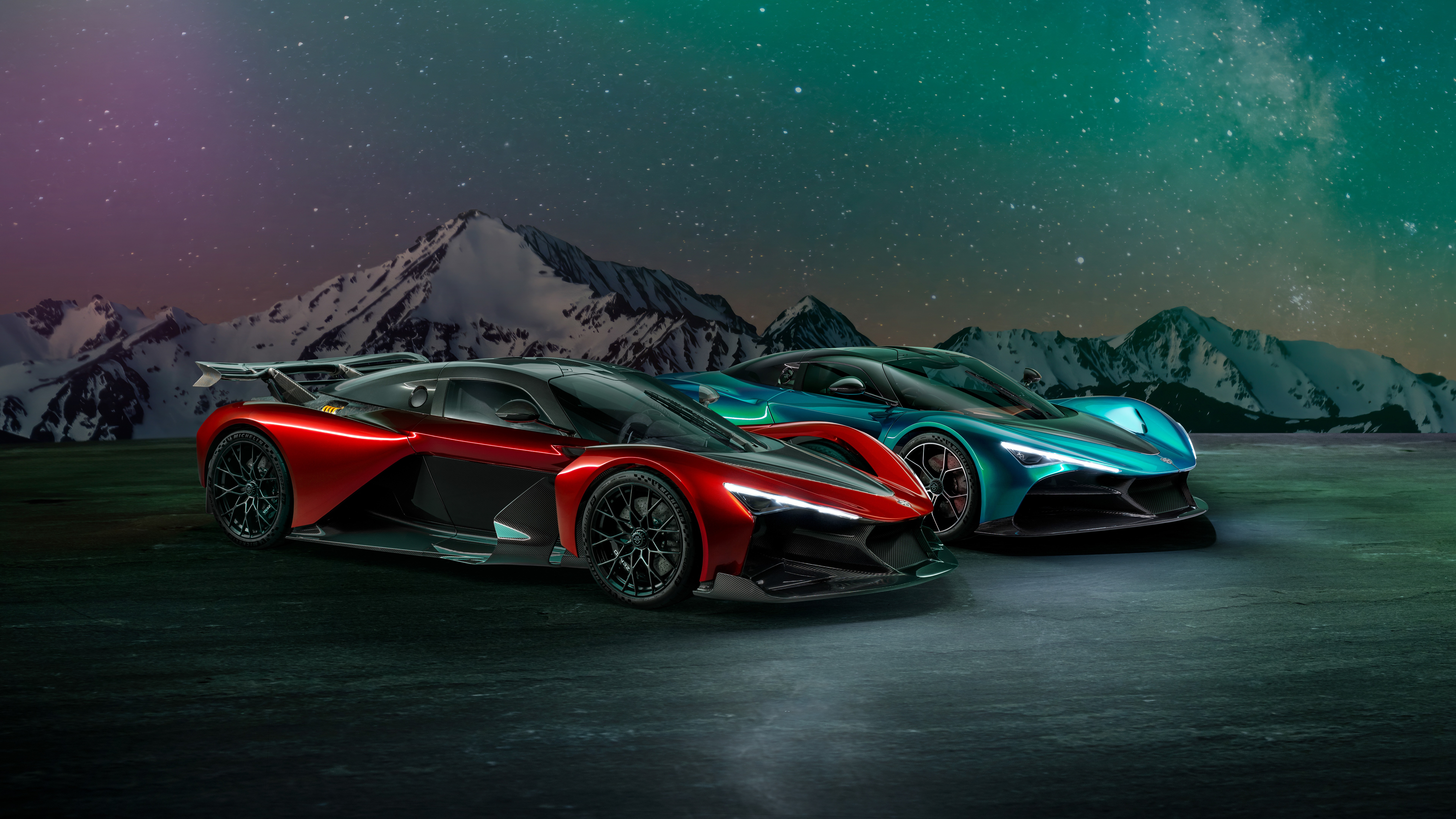Zenvo Aurora Agil cars under starry sky HD Wallpaper