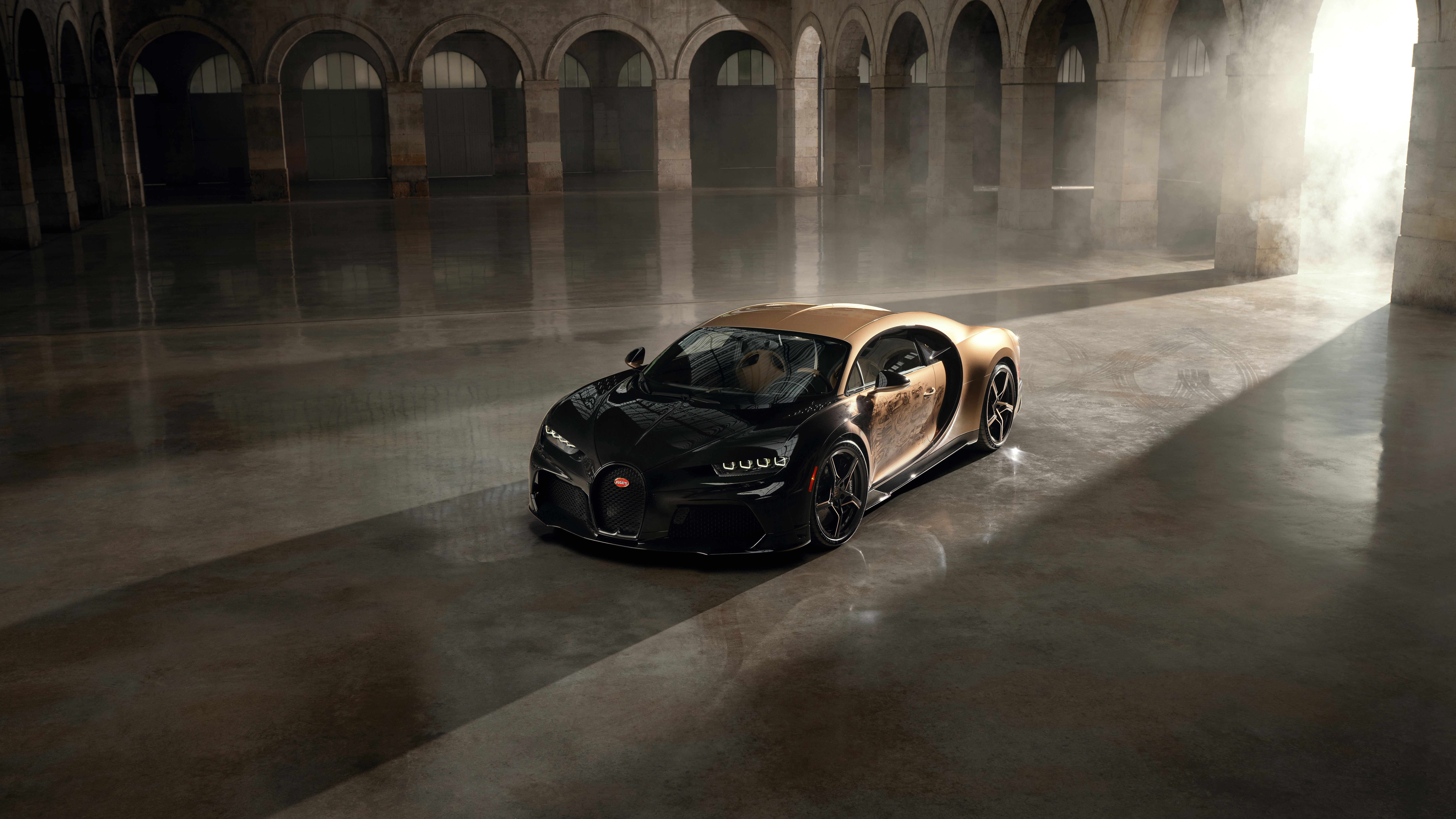 Bugatti Chiron Super Sport Golden Era in a large hall HD Wallpaper