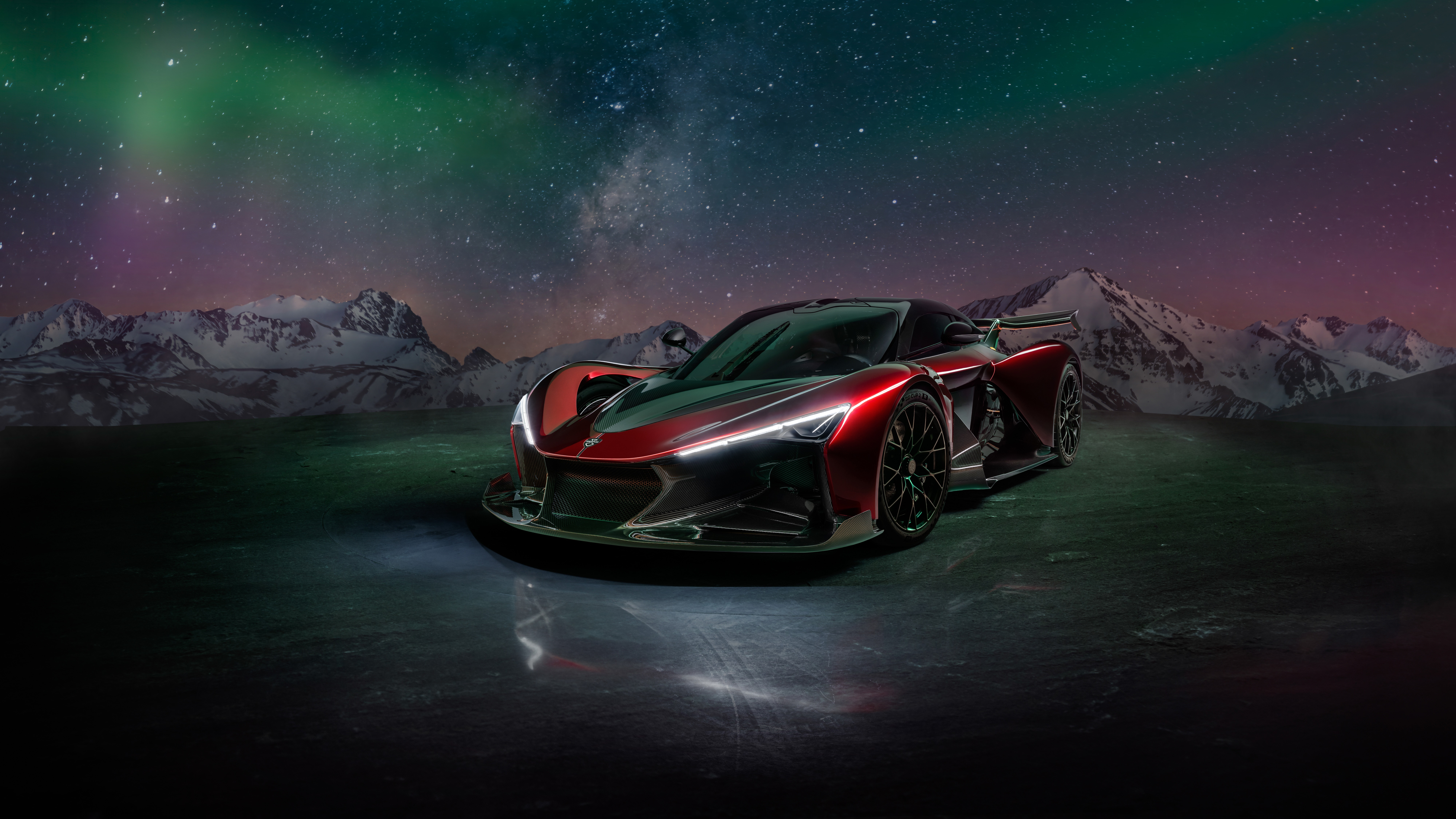 Zenvo Aurora Agil supercar under the aurora borealis HD Wallpaper