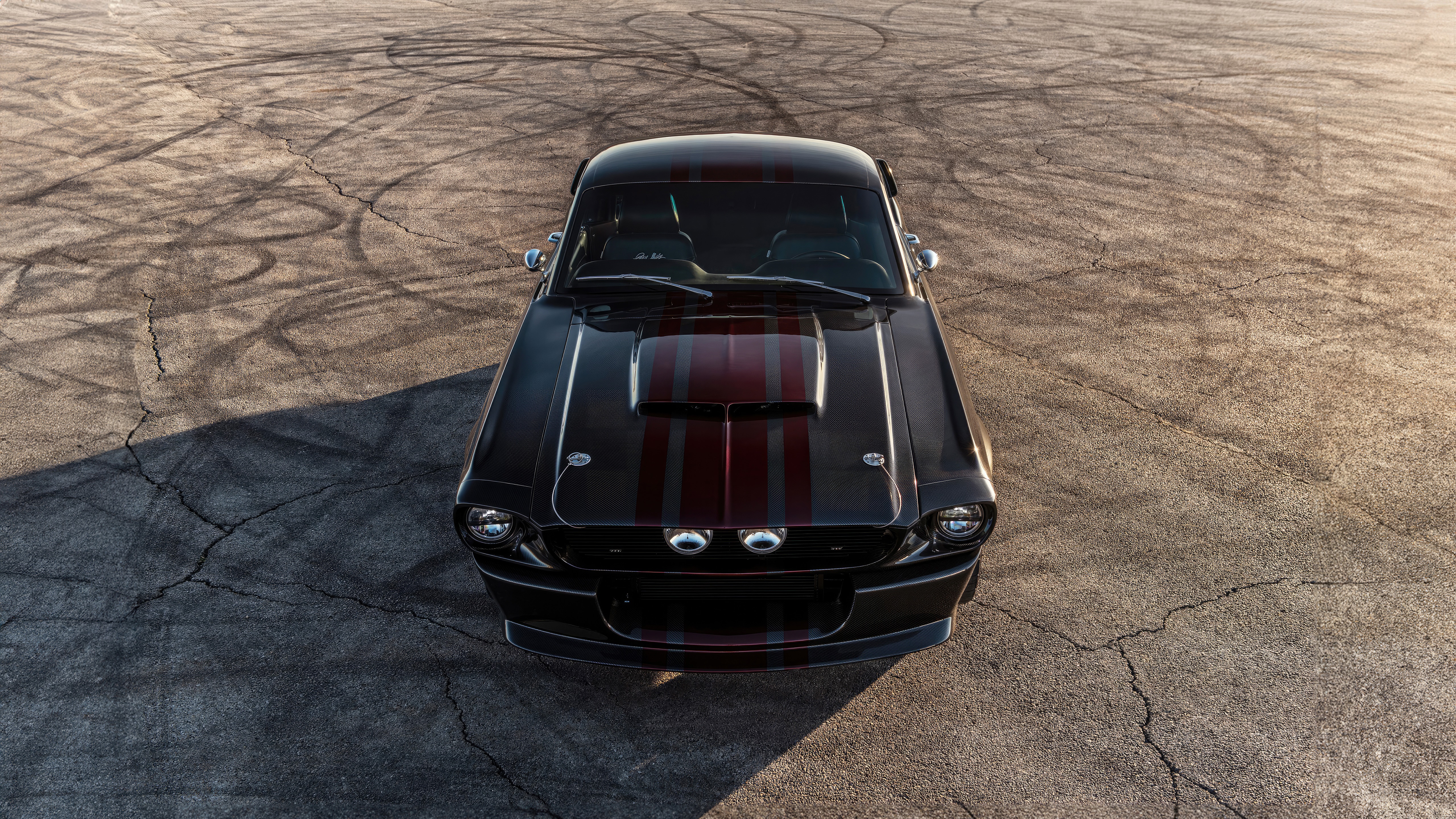 Black Ford Mustang Shelby with Red Stripes HD Wallpaper